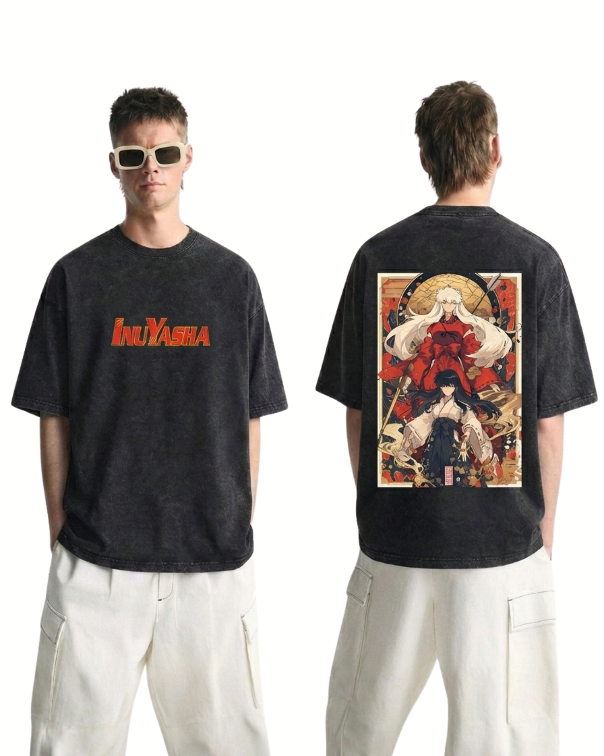 Inuyasha & Kikyo Anime Retro Washed Cotton Graphic Tee