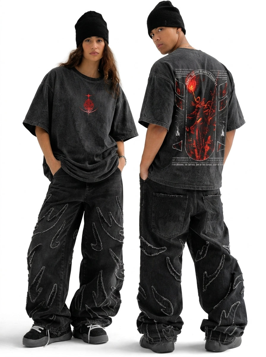 Messmer The Impaler Elden Ring Oversized Acid Wash T-Shirt – Vintage Graphic Gaming Streetwear Tee