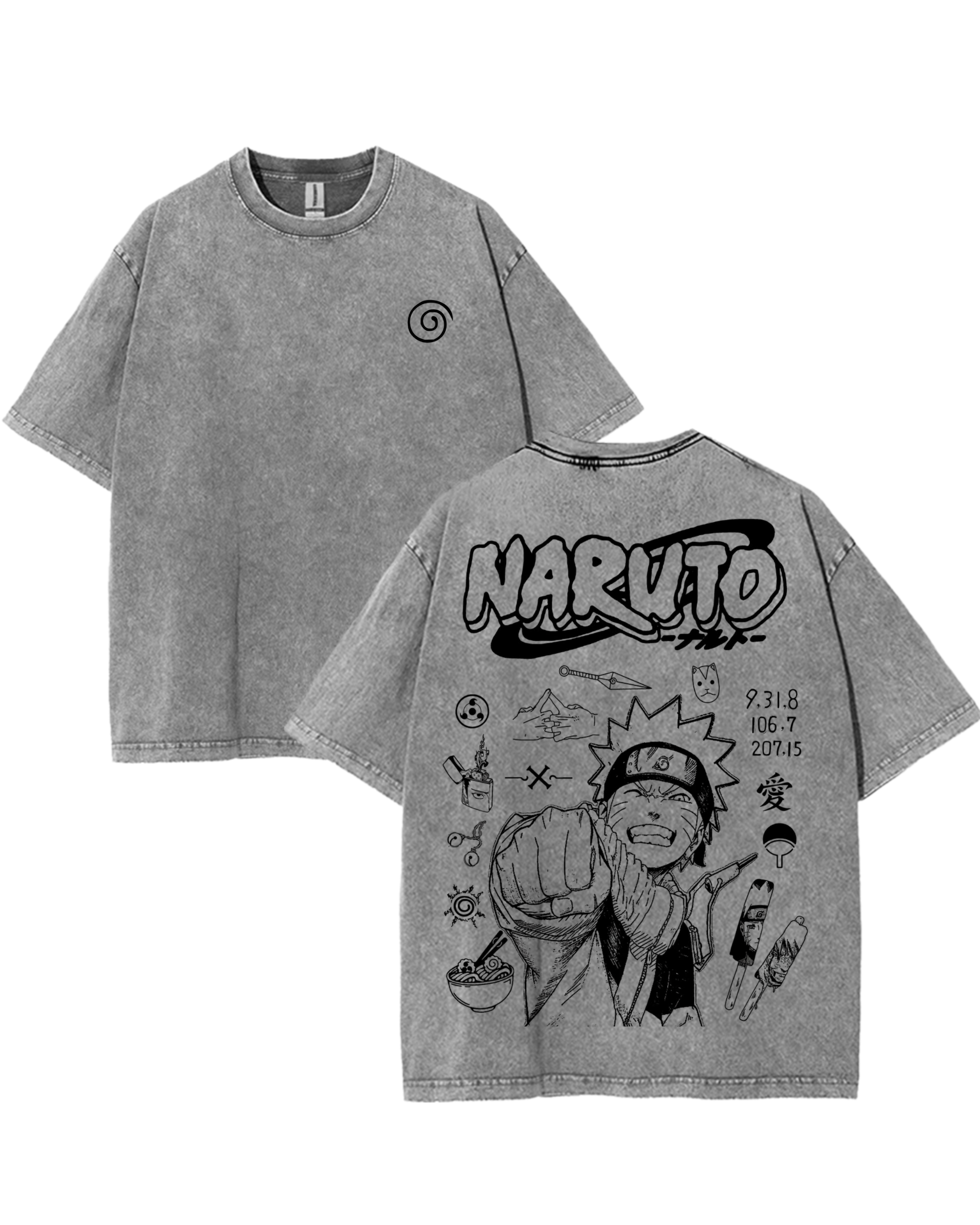 Retro Style Naruto v1 Anime Washed T-Shirt Cotton Graphic