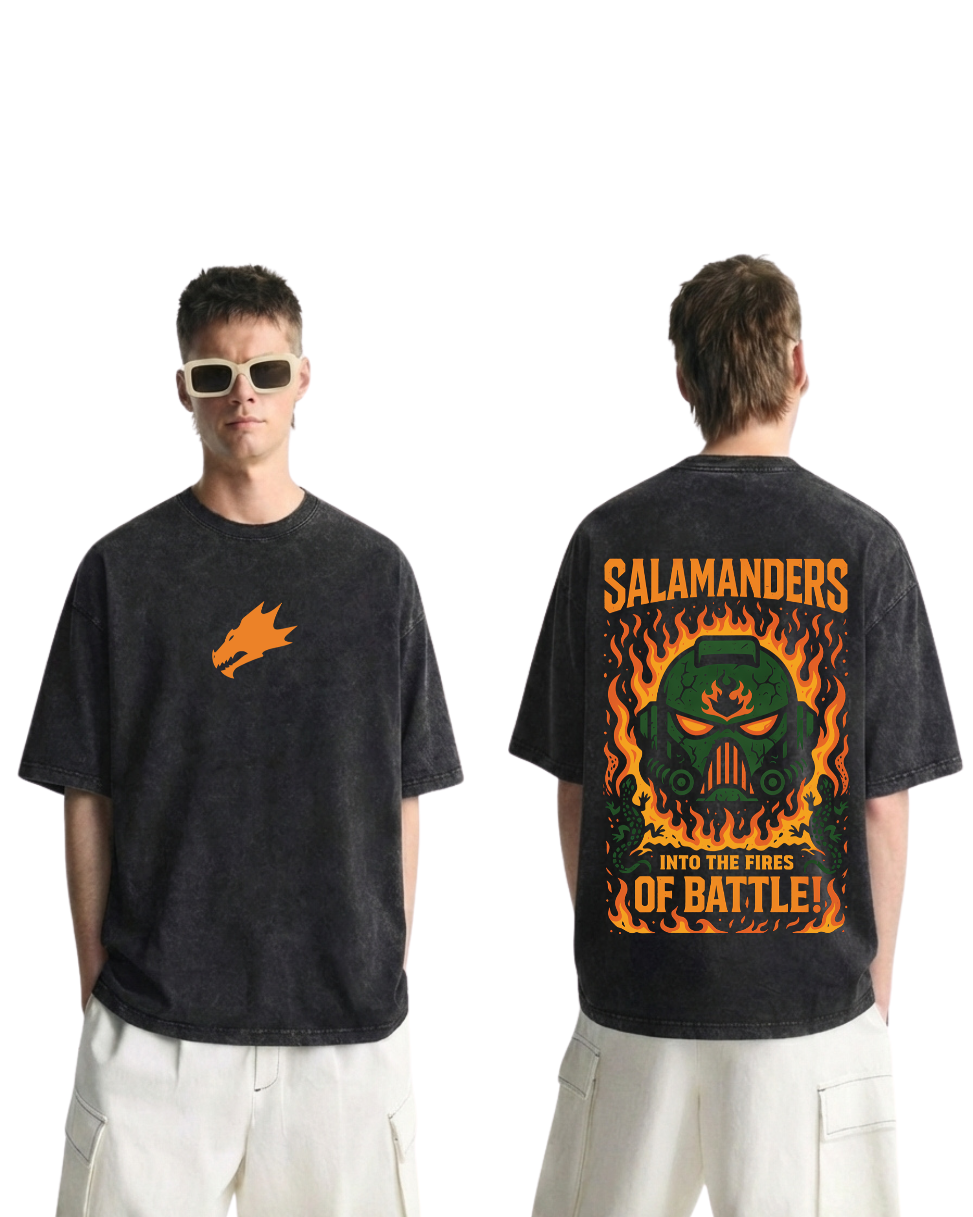 Warhammer 40K Salamanders Wash T-Shirt Game Graphic Streetwear
