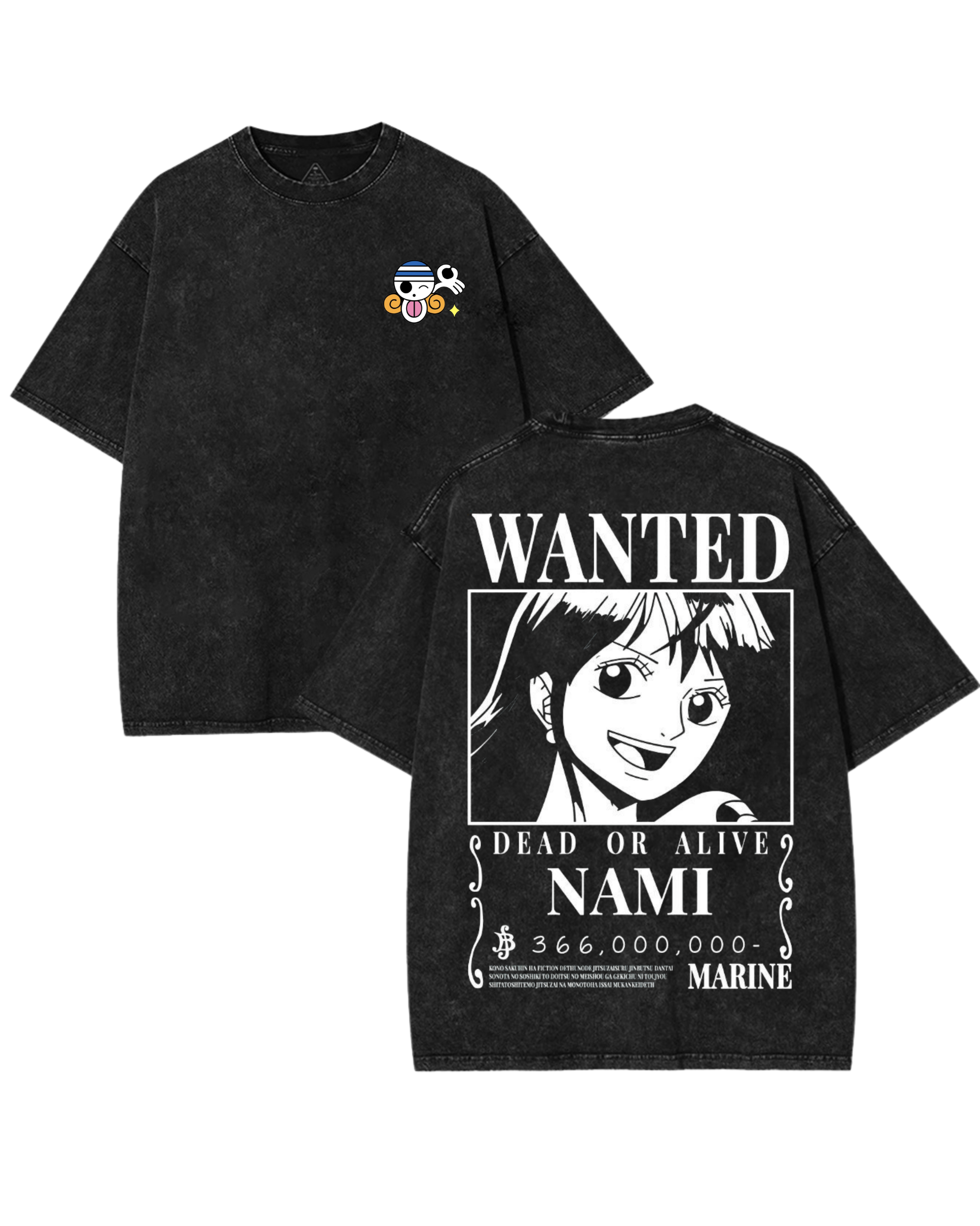 Nami Wanted Poster Anime One Piece Washed T-Shirt Cotton Graphic
