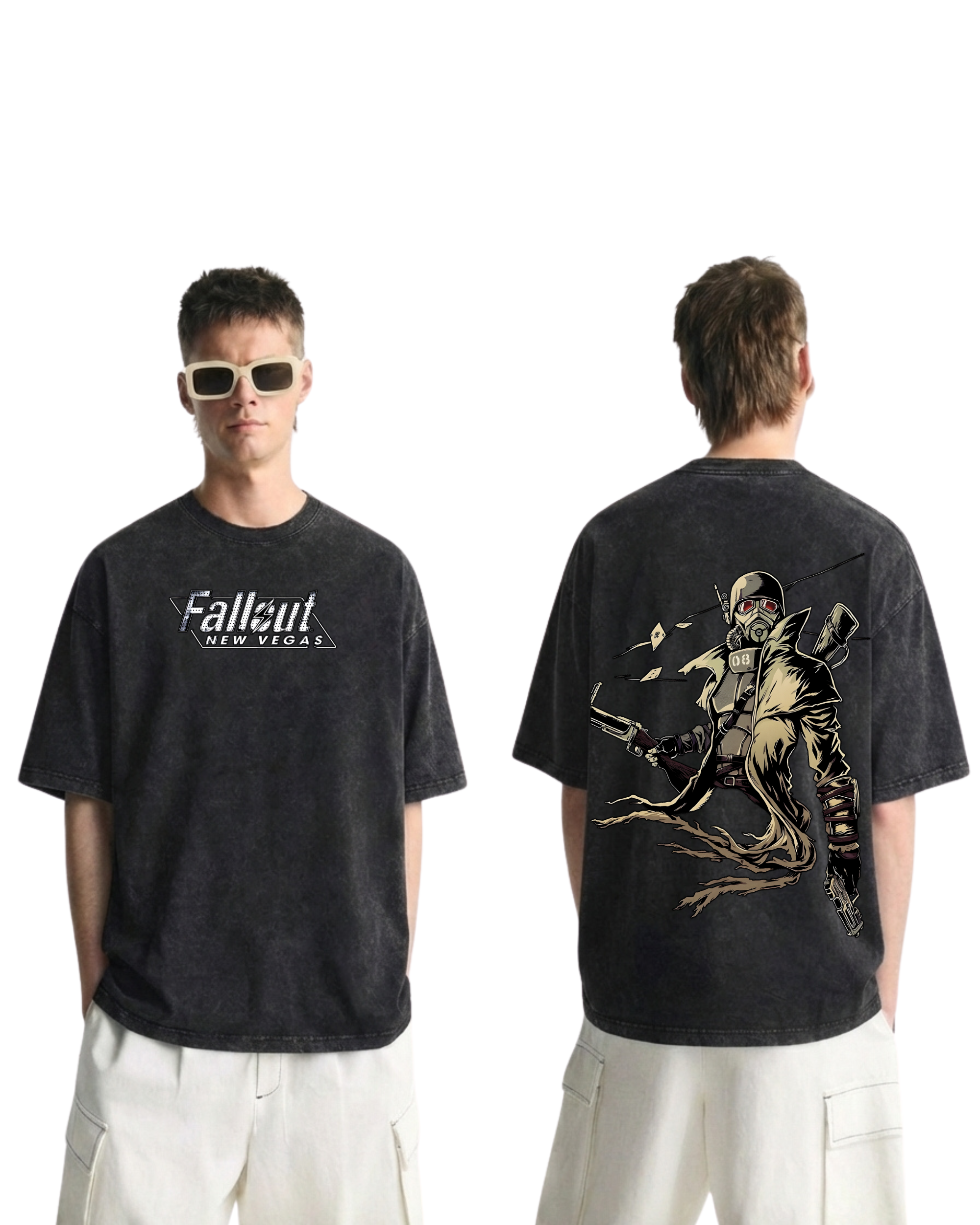 Fallout New Vegas Wash T-Shirt Graphic Game Streetwear v2