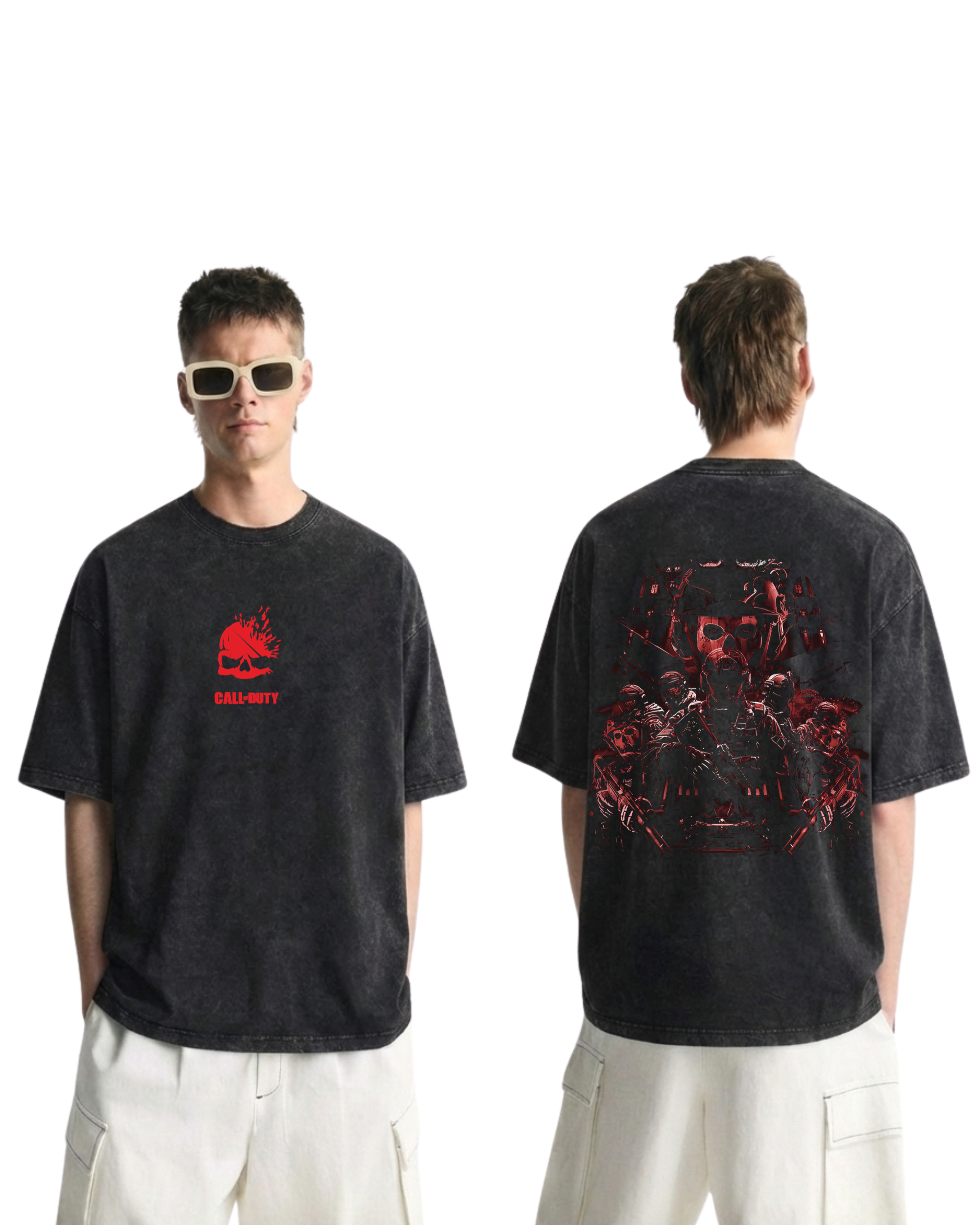 Simon Ghost Riley Call of Duty Wash T-Shirt Graphic Game Streetwear v2