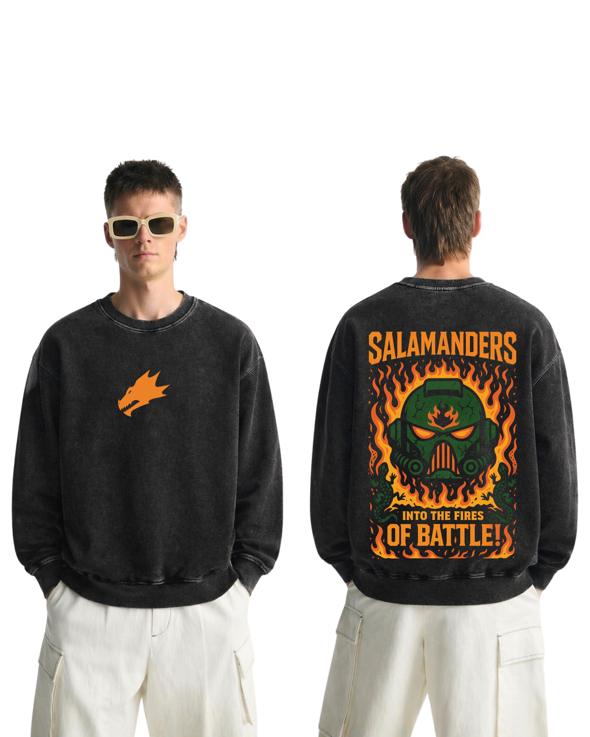 Warhammer 40K Salamanders Wash Sweatshirt Game Graphic Streetwear