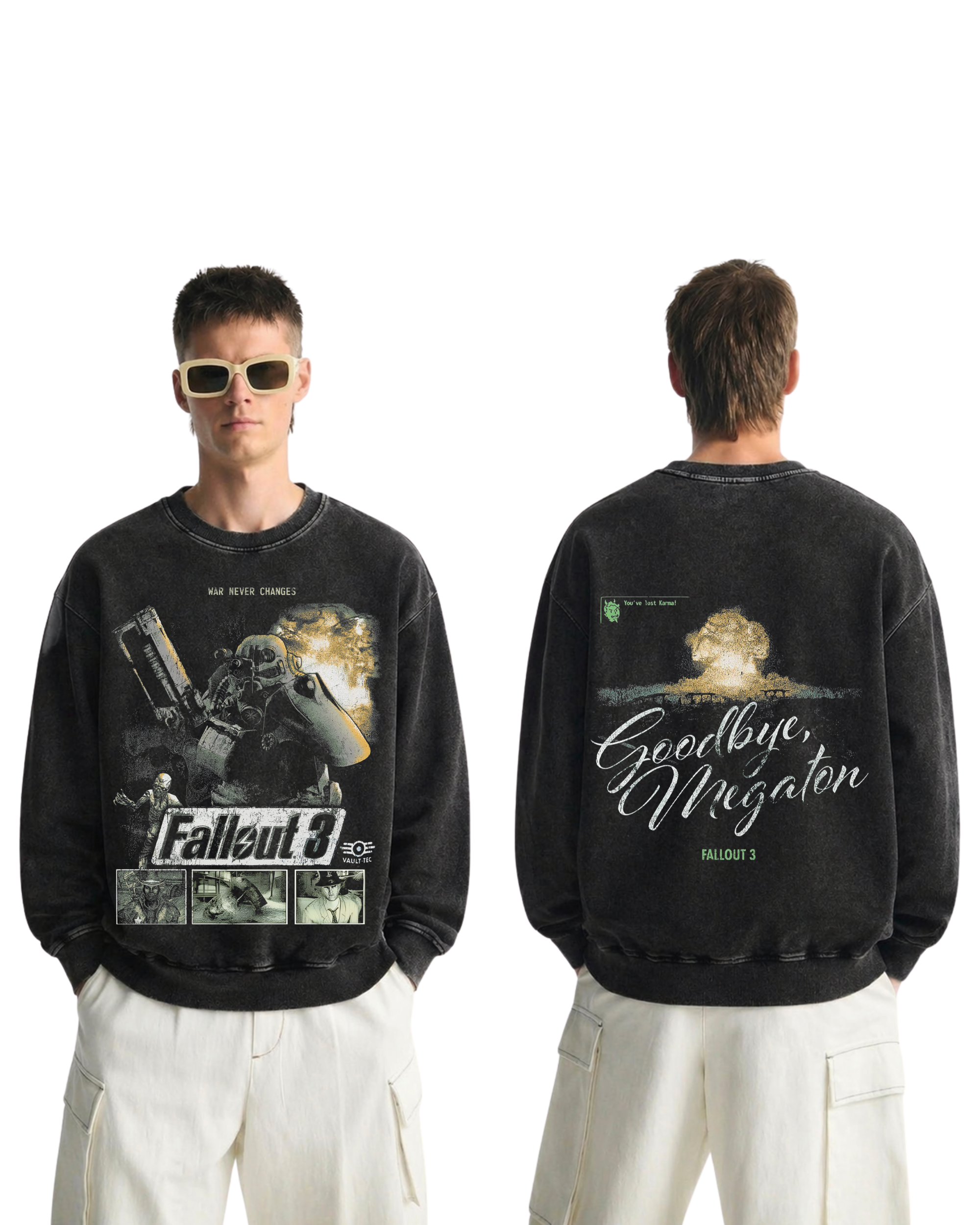 Fallout 3 War Never Changes Goodbye Megaton Game Wash Sweatshirt