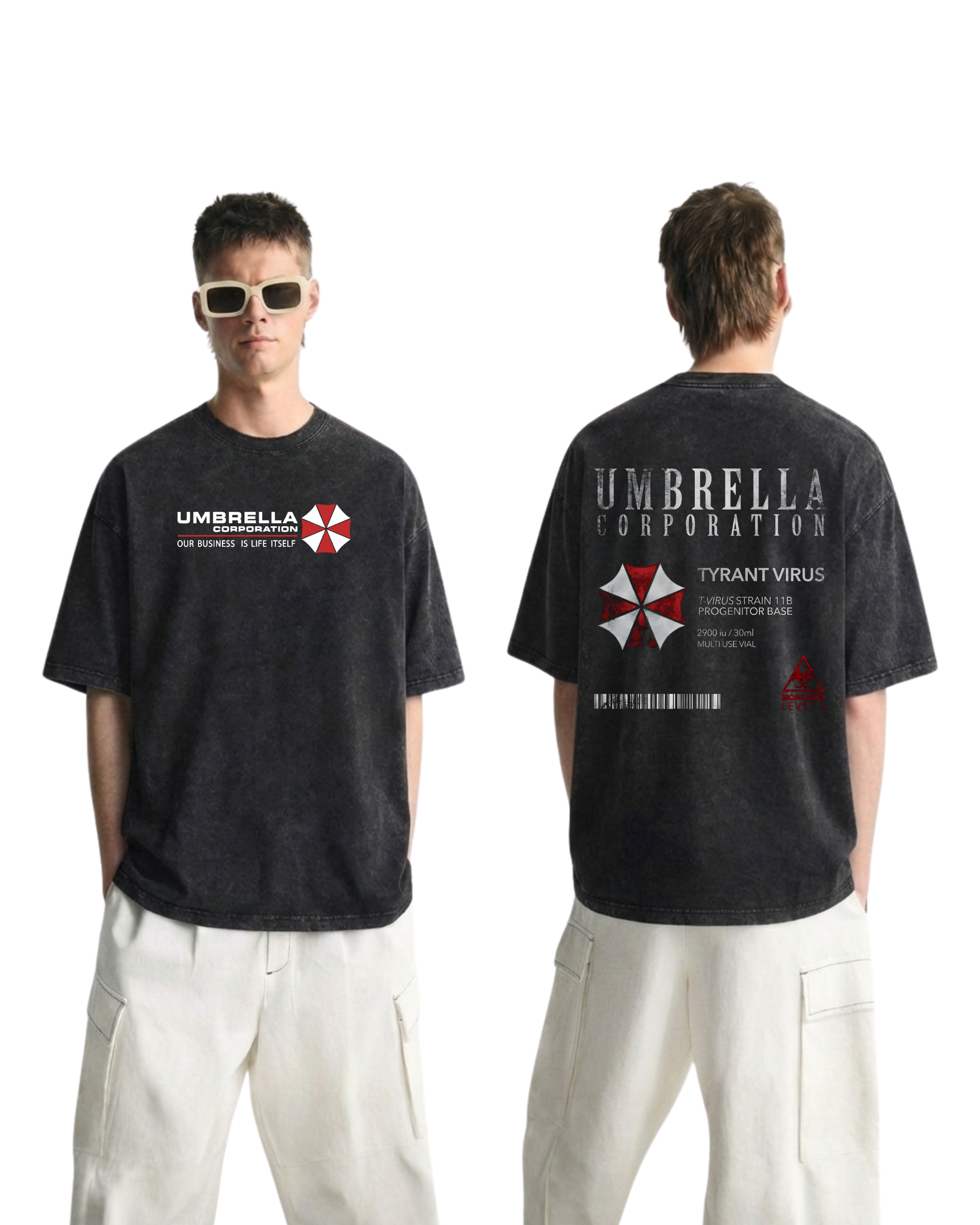Resident Evil Umbrella Corporation Wash T-Shirt Graphic Gaming Streetwear