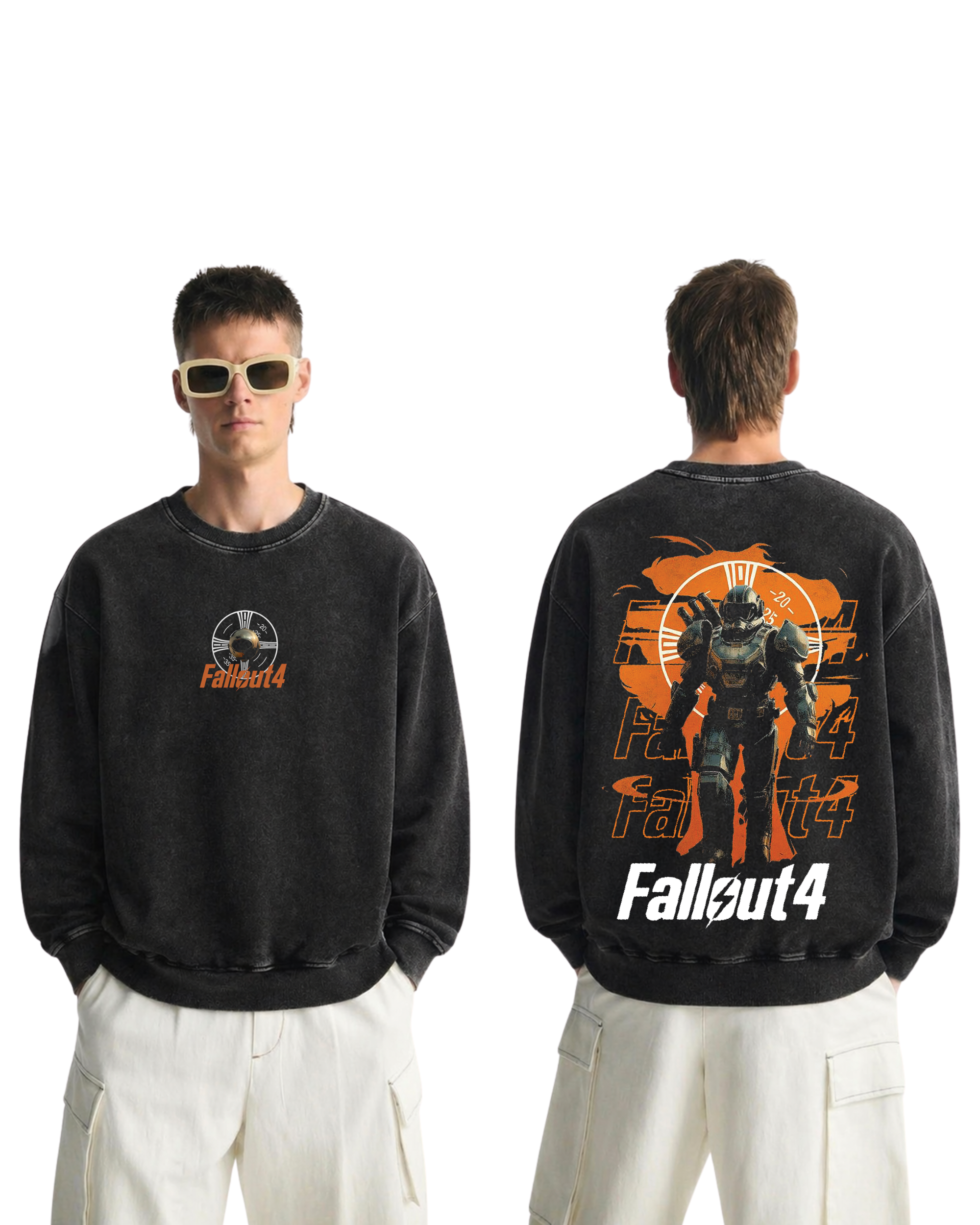 Power Armor Fallout 4 Wash Sweatshirt Game Graphic Cotton Streetwear