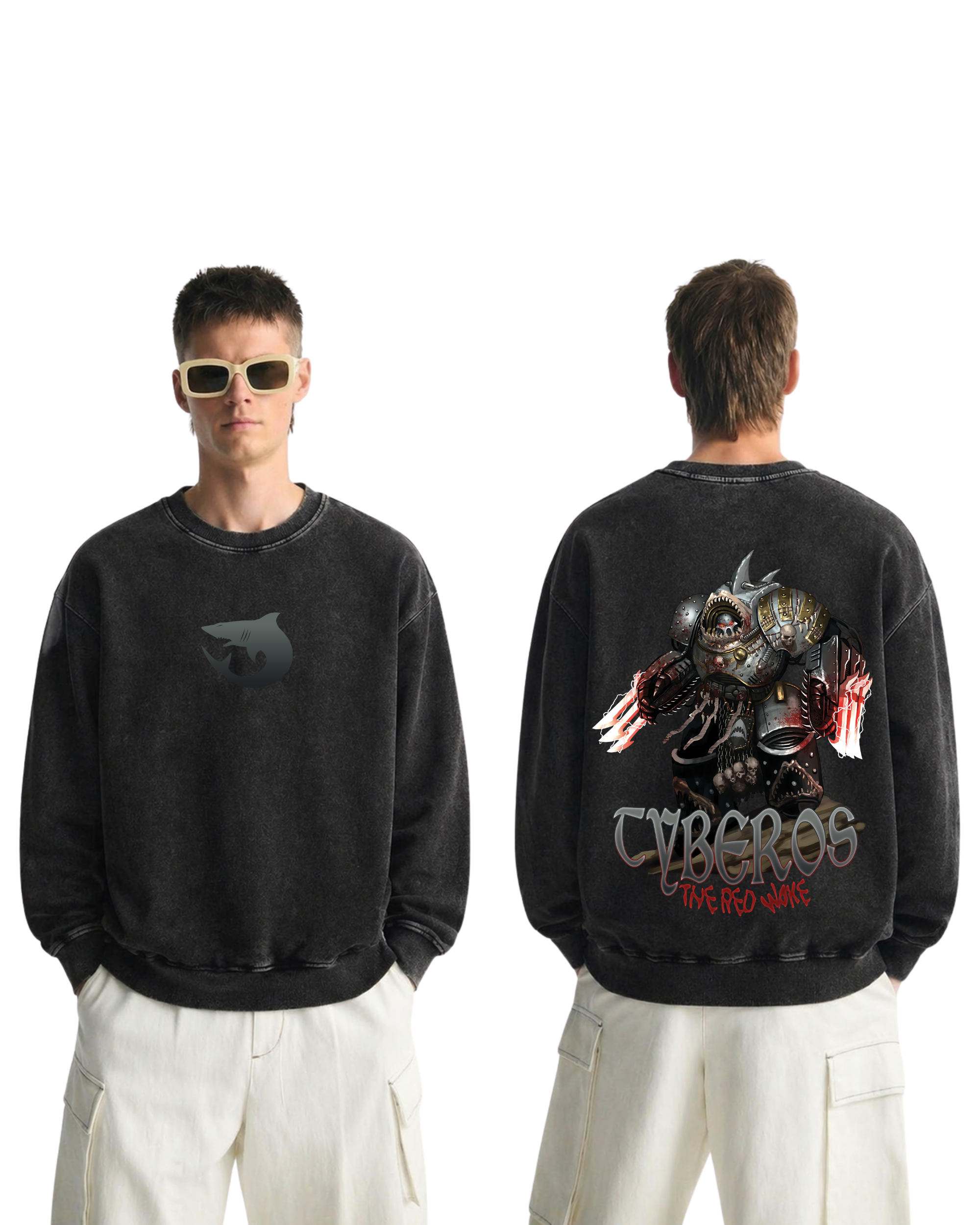 Warhammer 40k Tyberos The Red Woke Wash Sweatshirt Game Streetwear