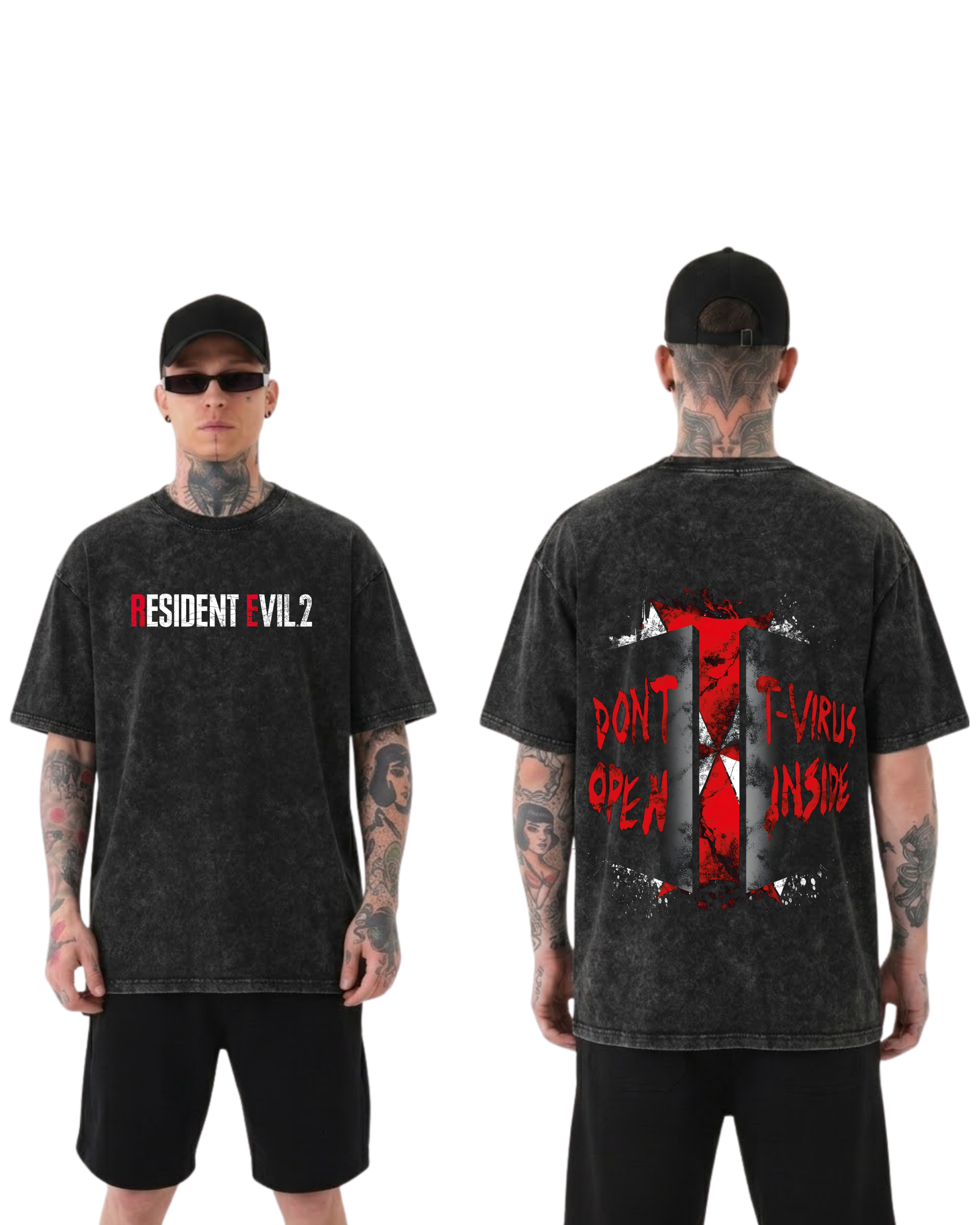 Resident Evil 2 Wash T-Shirt Graphic Gaming Streetwear