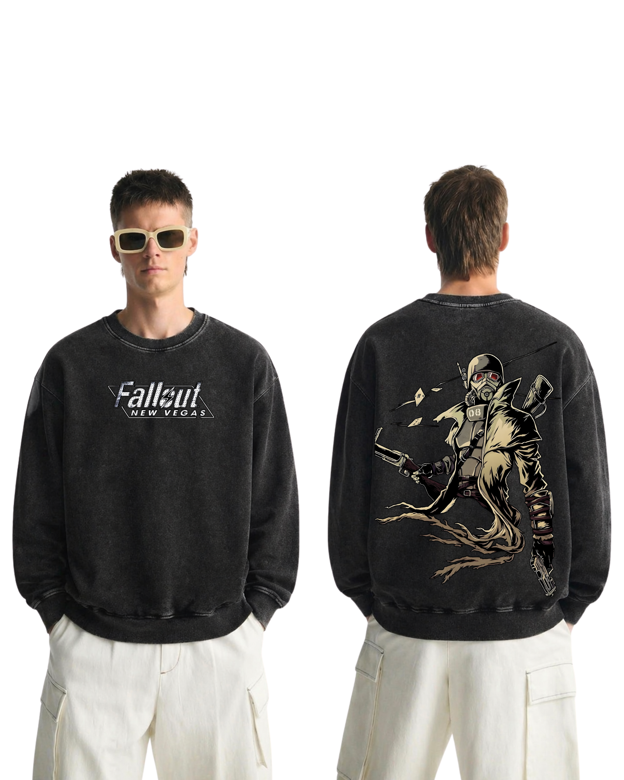 Fallout New Vegas Wash Sweatshirt Graphic Game Streetwear v2