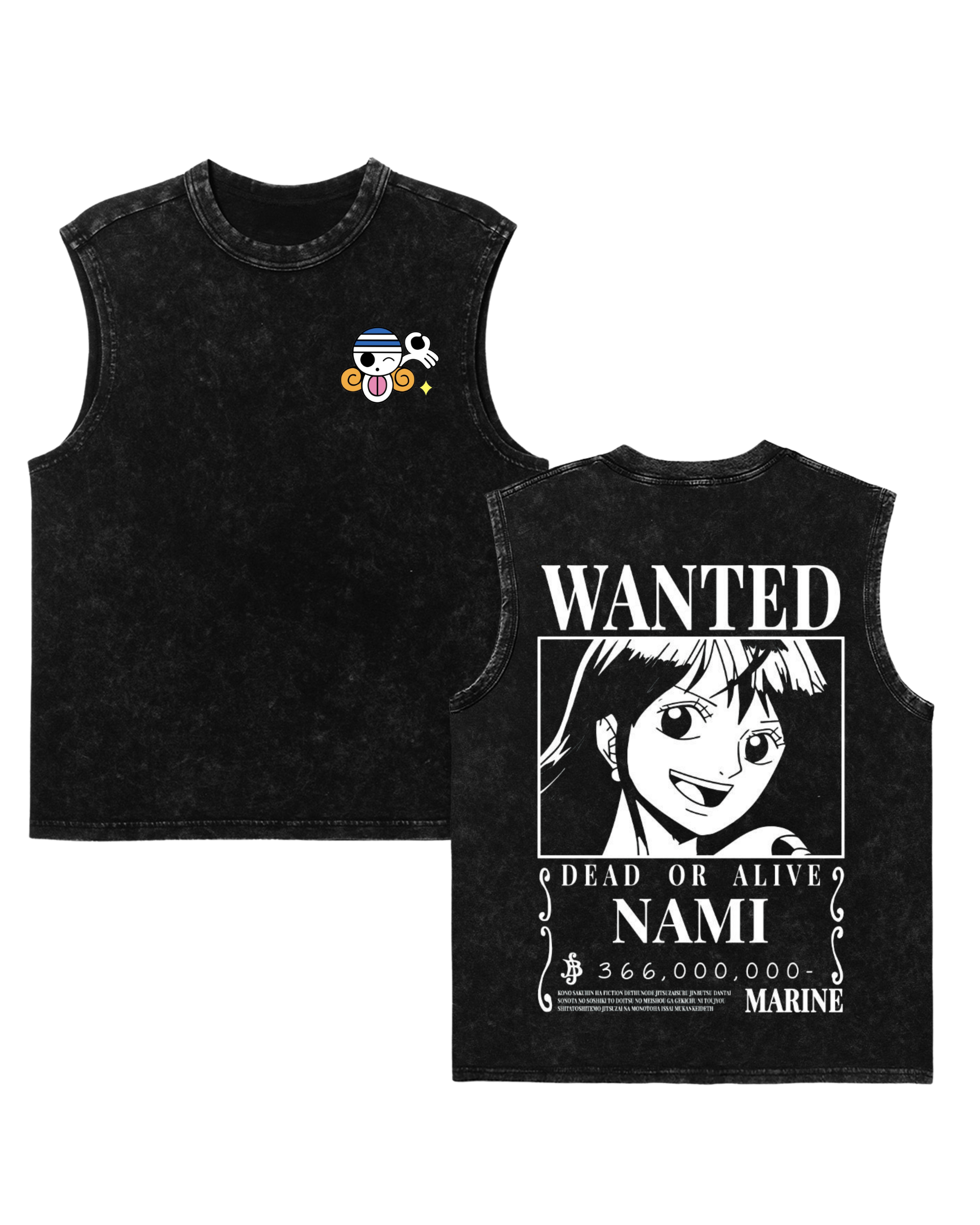 Nami Wanted Poster Anime One Piece Washed Tanktop Cotton Graphic