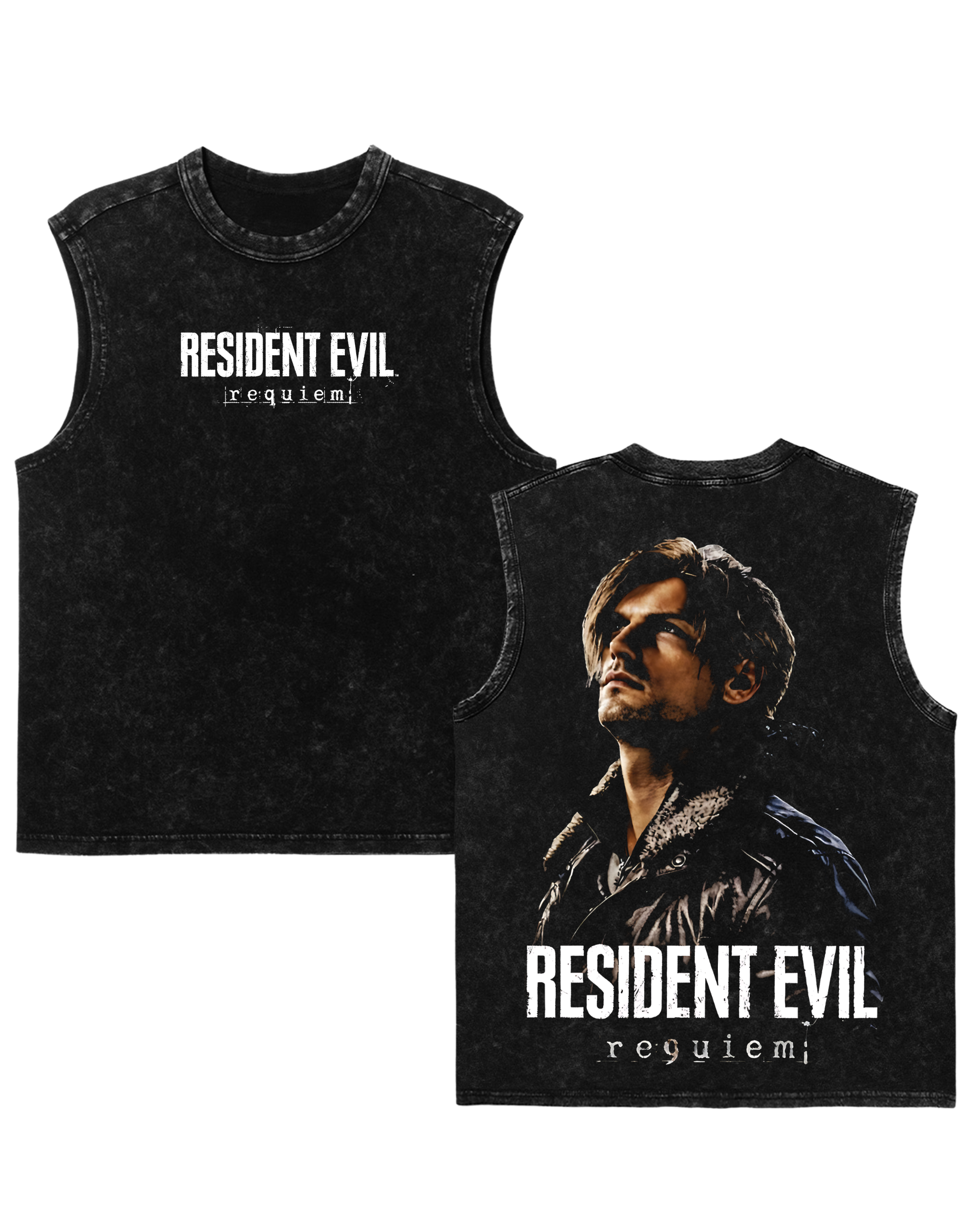 Resident Evil Requiem Leon Kennedy Wash Tank Top Graphic Gaming Streetwear