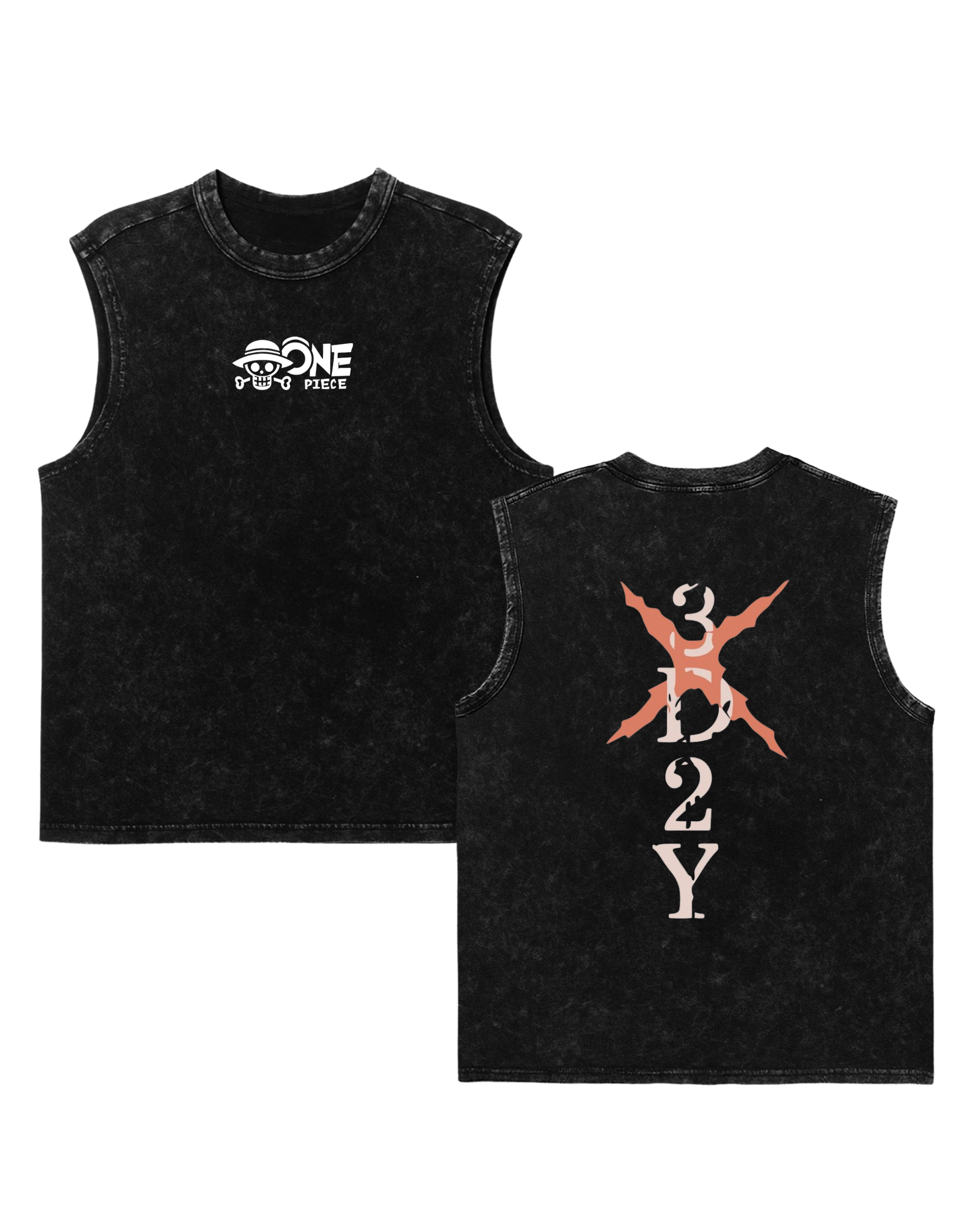 One Piece Anime Washed Tanktop Cotton Graphic