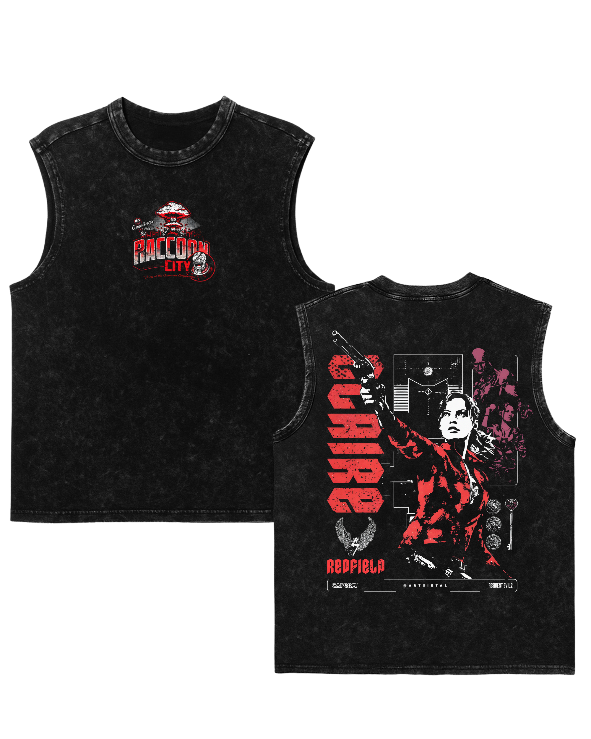 Resident Evil Claire Redfield Gaming Washed Tanktop Cotton Graphic