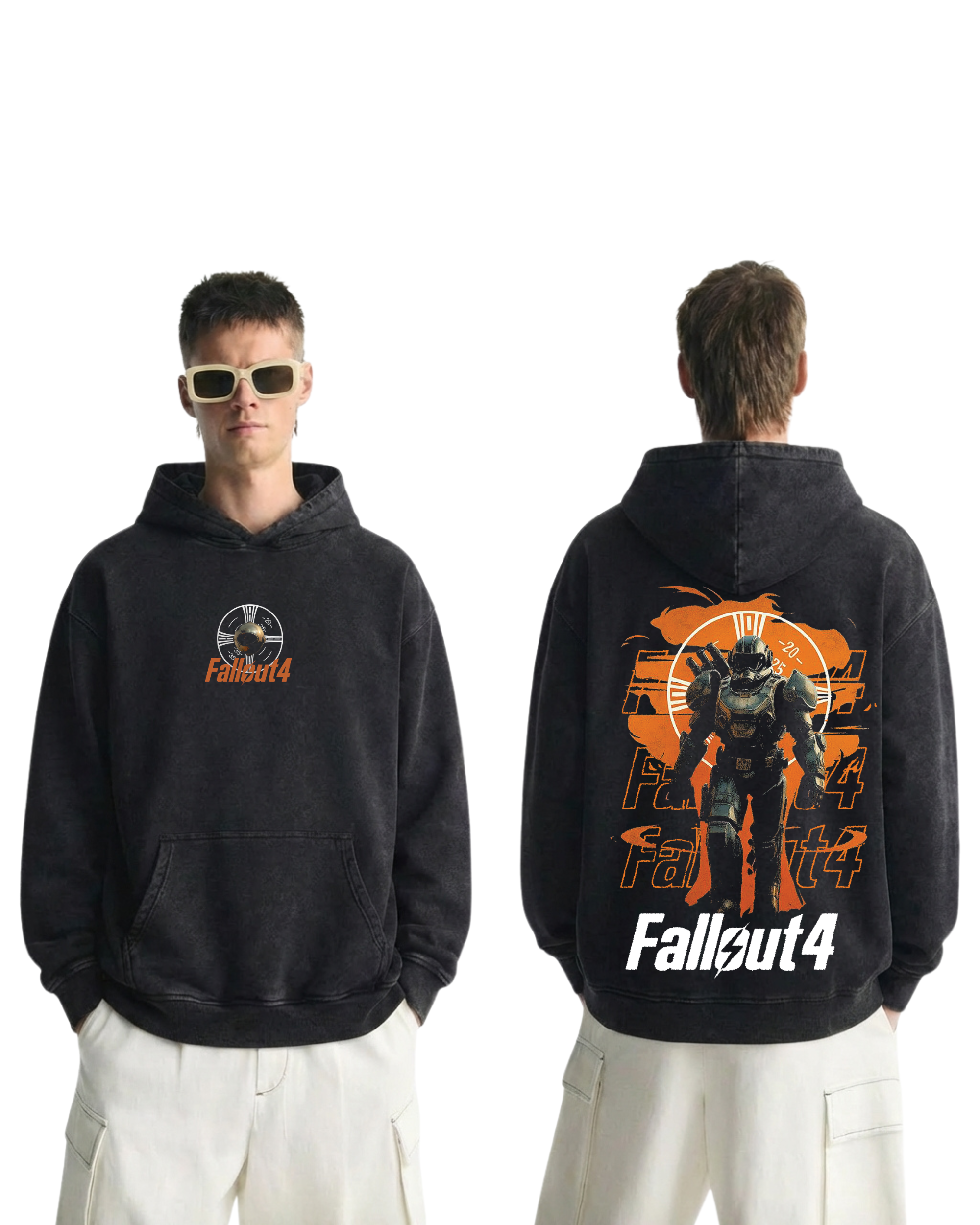 Power Armor Fallout 4 Wash Hoodie Game Graphic Cotton Streetwear