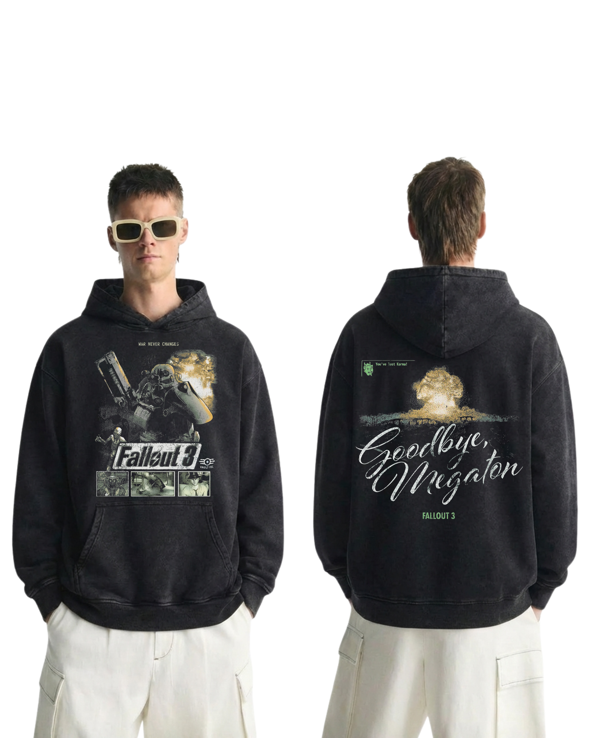 Fallout 3 War Never Changes Goodbye Megaton Game Wash Hoodie