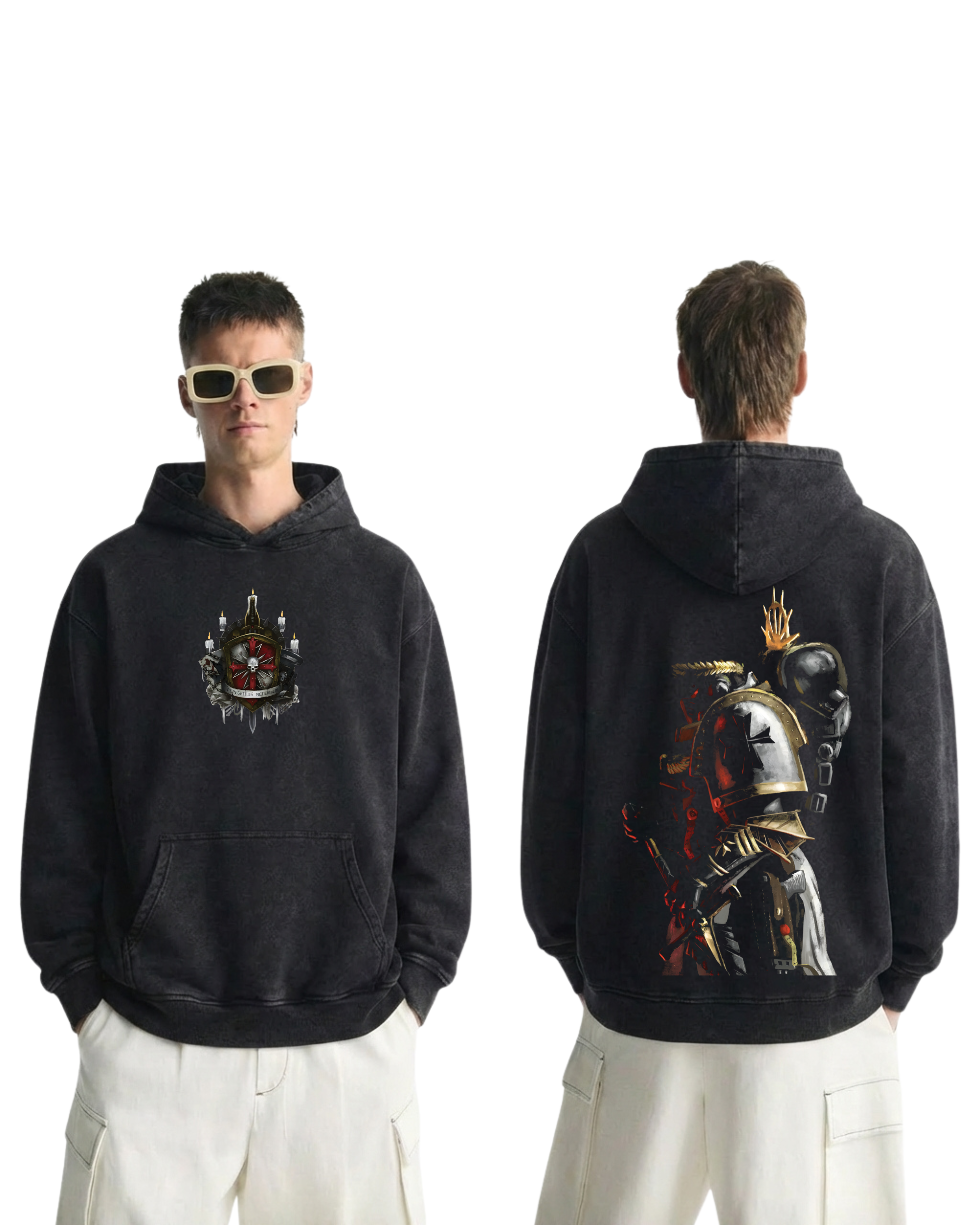 WARHAMMER 40K Emperor's Champion Wash Hoodie Game Graphic Streetwear