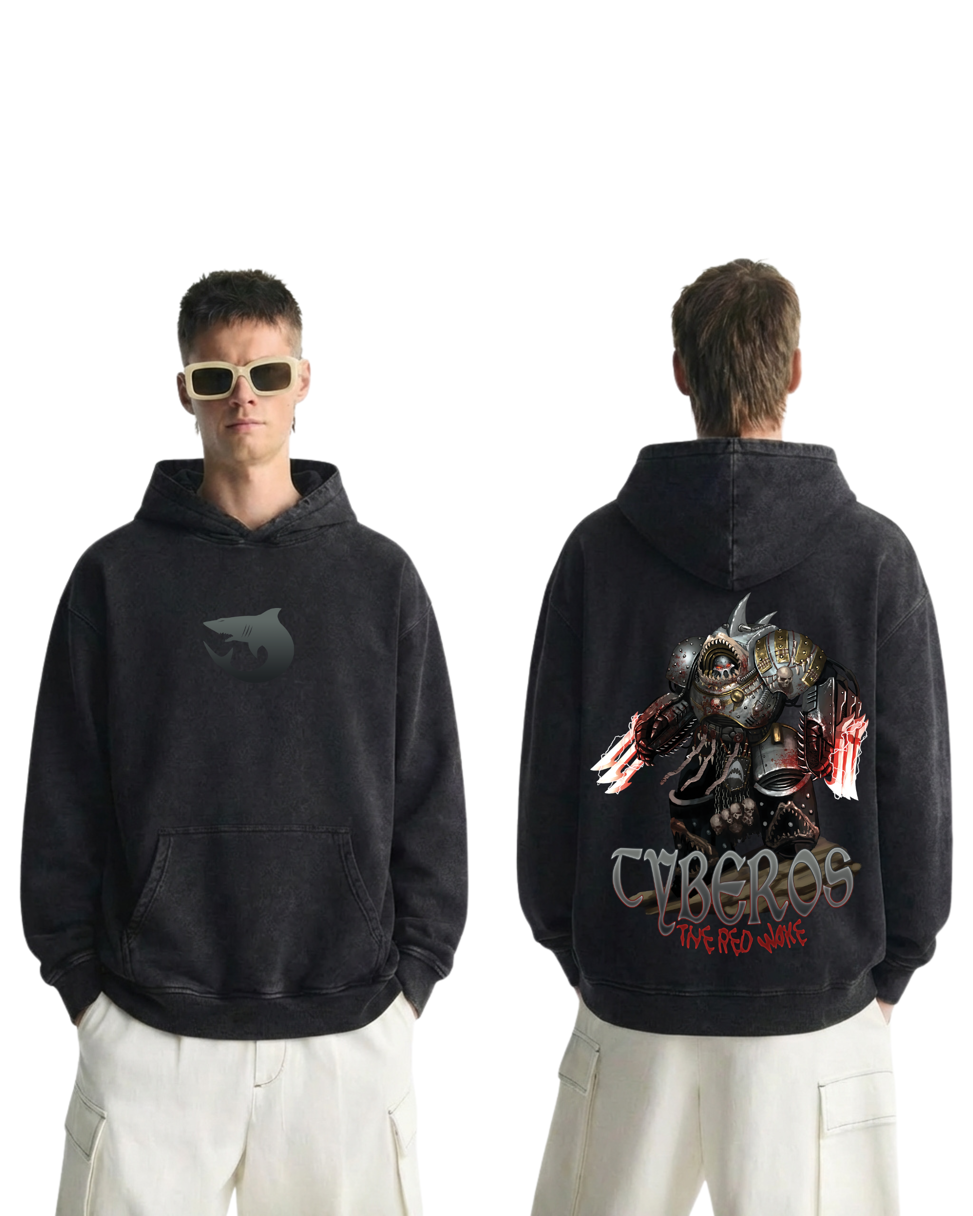 Warhammer 40k Tyberos The Red Woke Wash Hoodie Game Streetwear