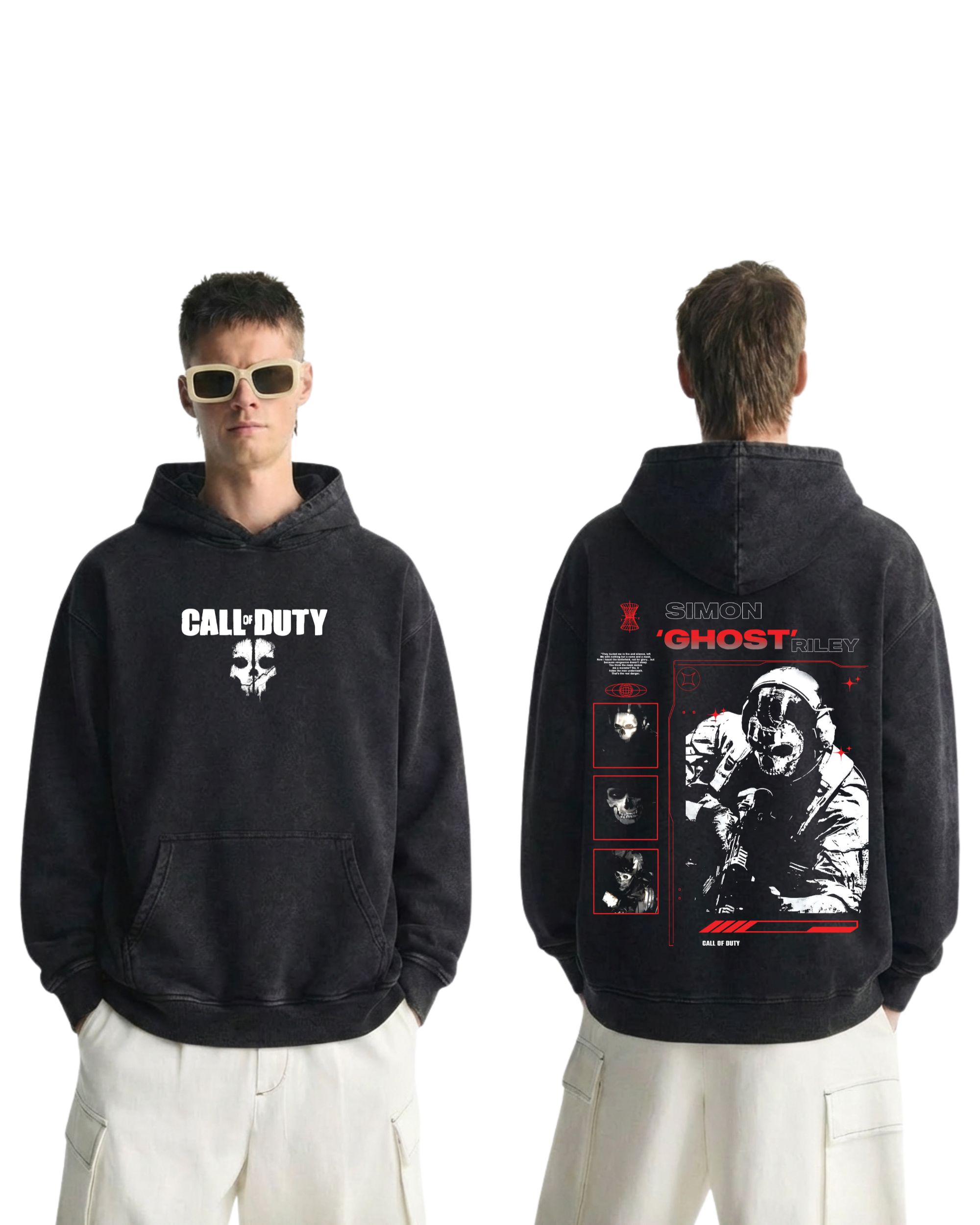 Simon Ghost Riley Call of Duty Wash Hoodie Graphic Game Streetwear v1