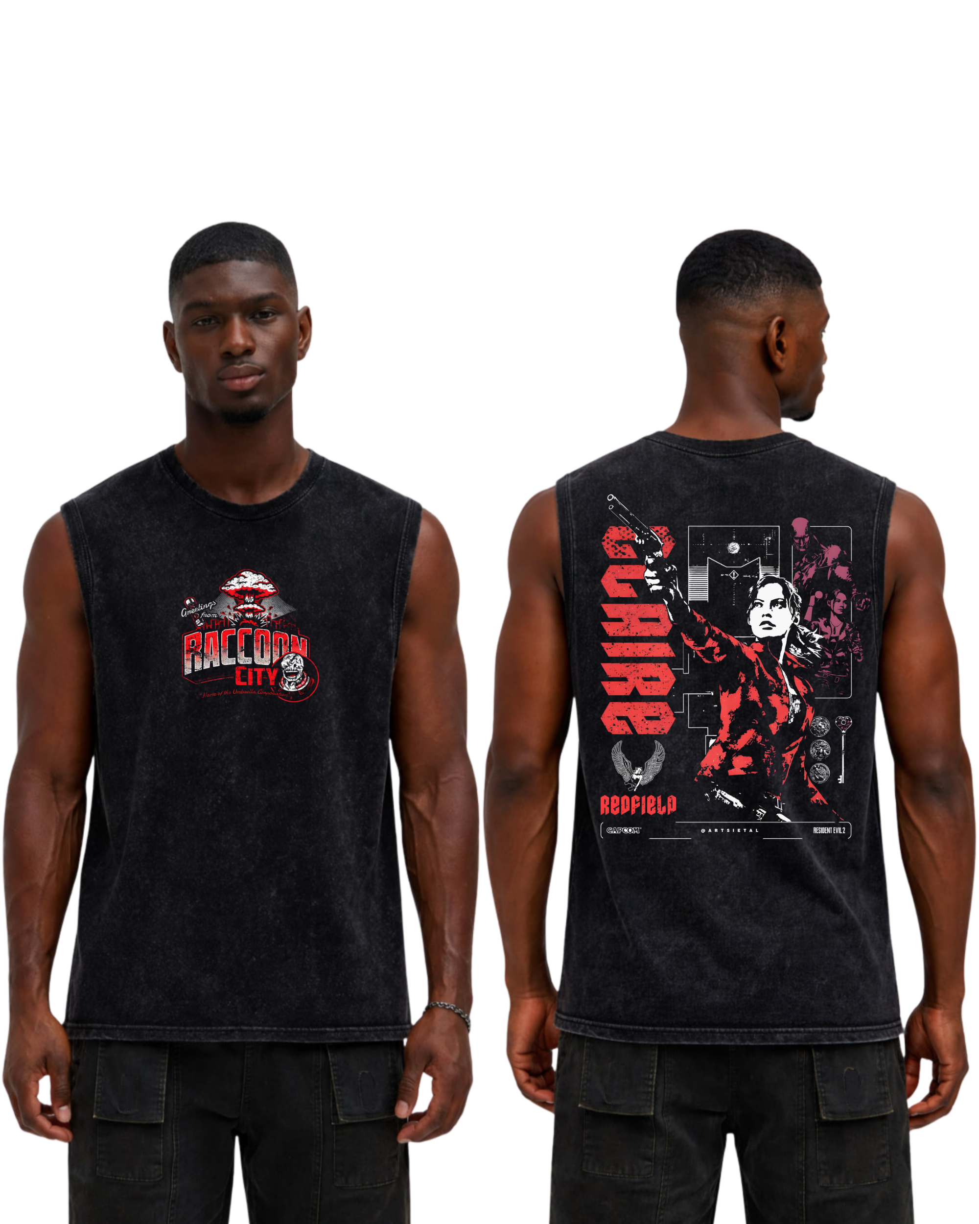 Resident Evil Claire Redfield Gaming Washed Tanktop Cotton Graphic