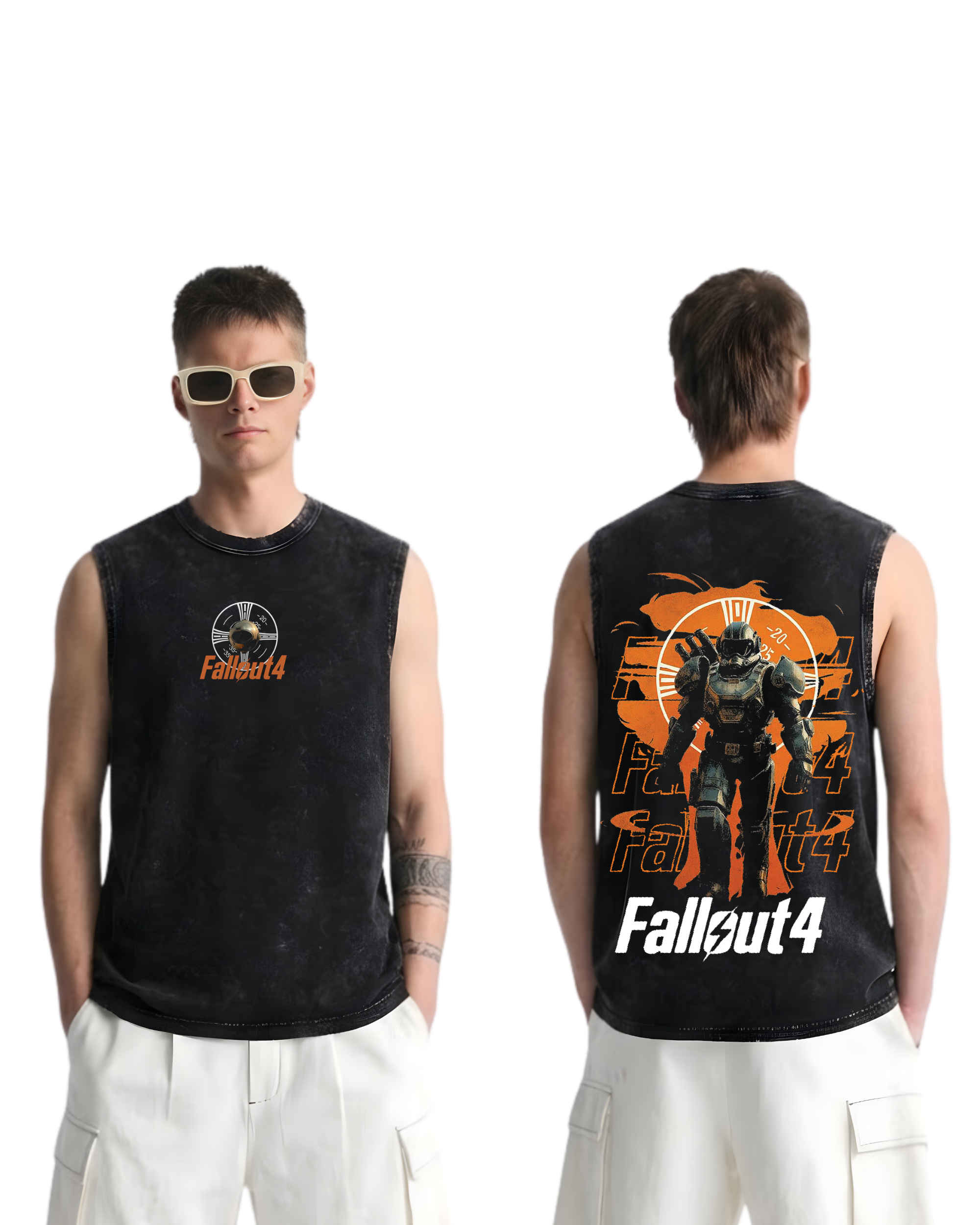 Power Armor Fallout 4 Wash Tank Top Game Graphic Cotton Streetwear