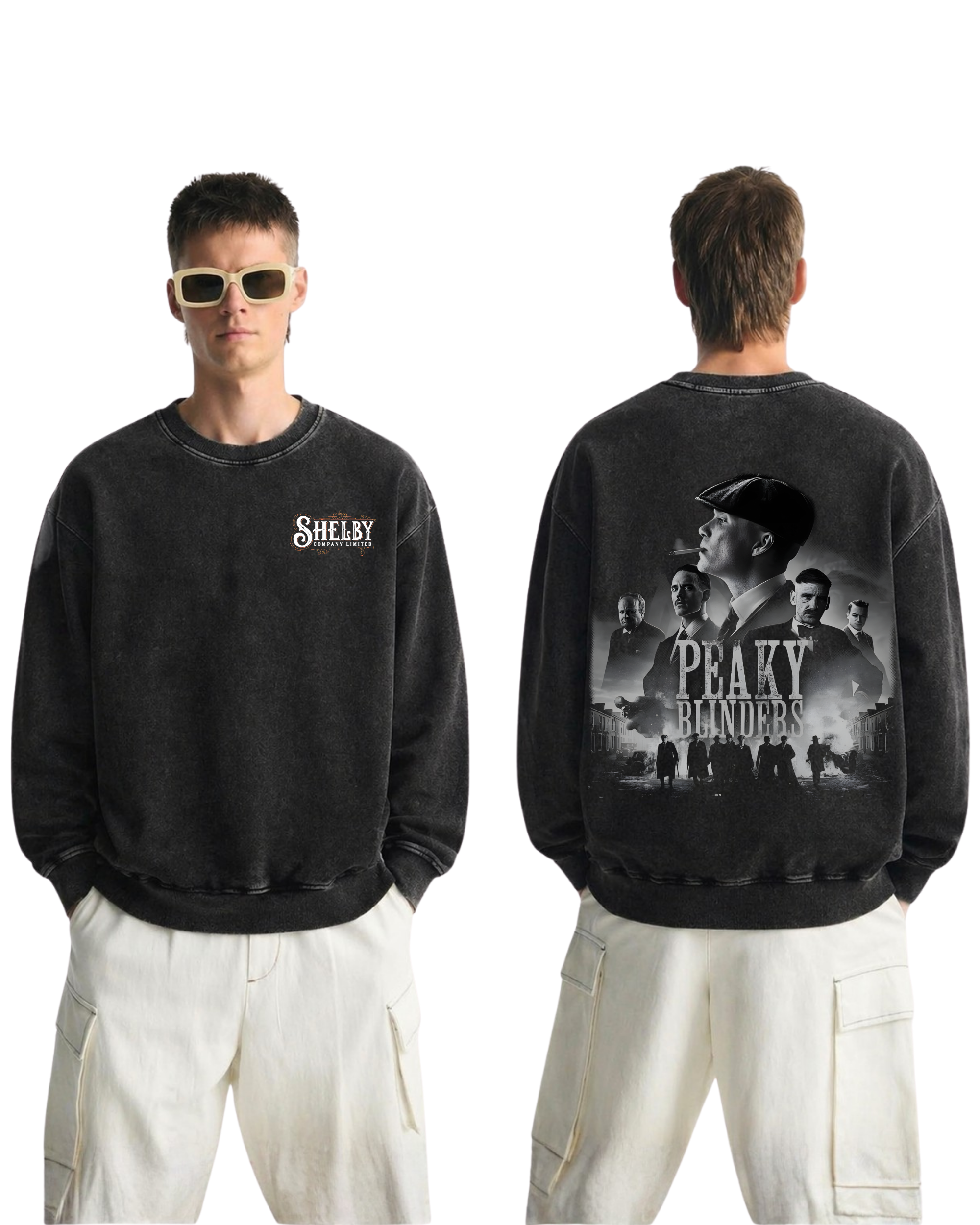 Peaky Blinders v2 Movie Retro Washed Sweatshirt Cotton Graphic