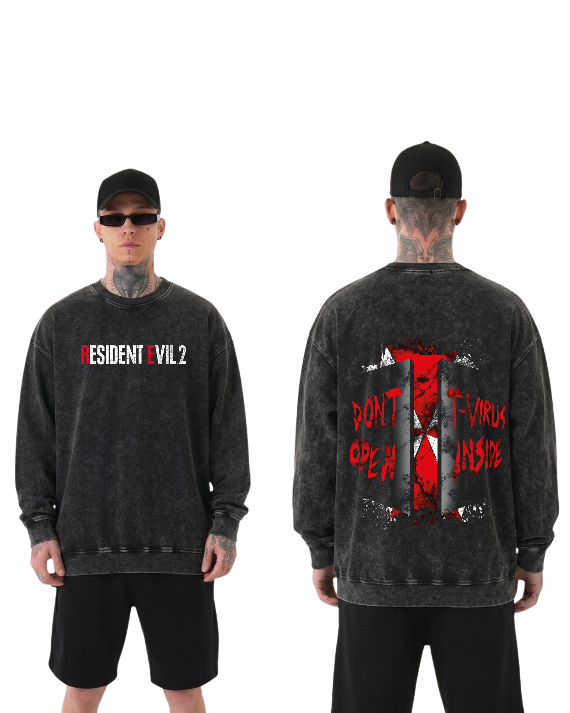 Resident Evil 2 Wash Sweatshirt Graphic Gaming Streetwear