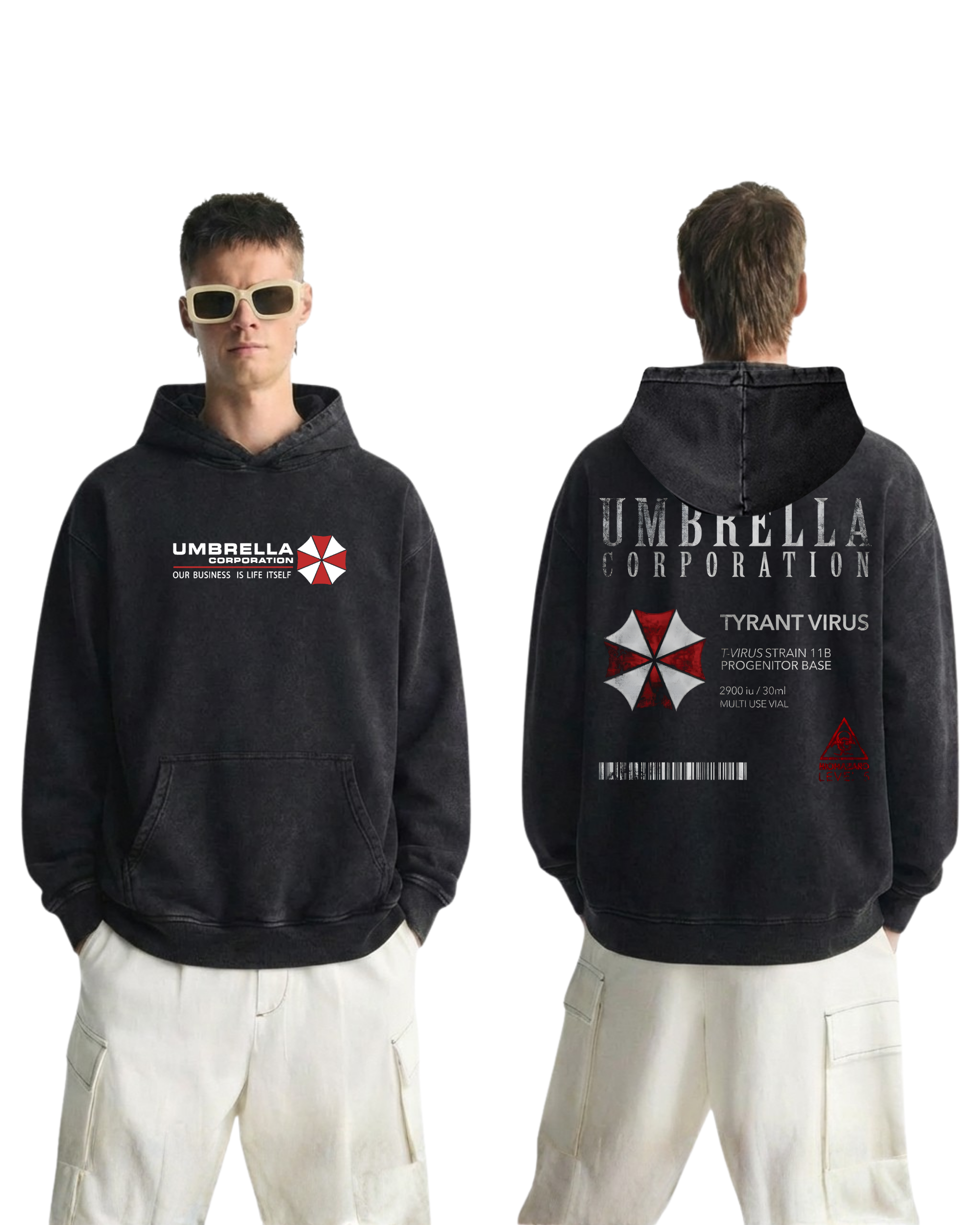 Resident Evil Umbrella Corporation Wash Hoodie Graphic Gaming Streetwear