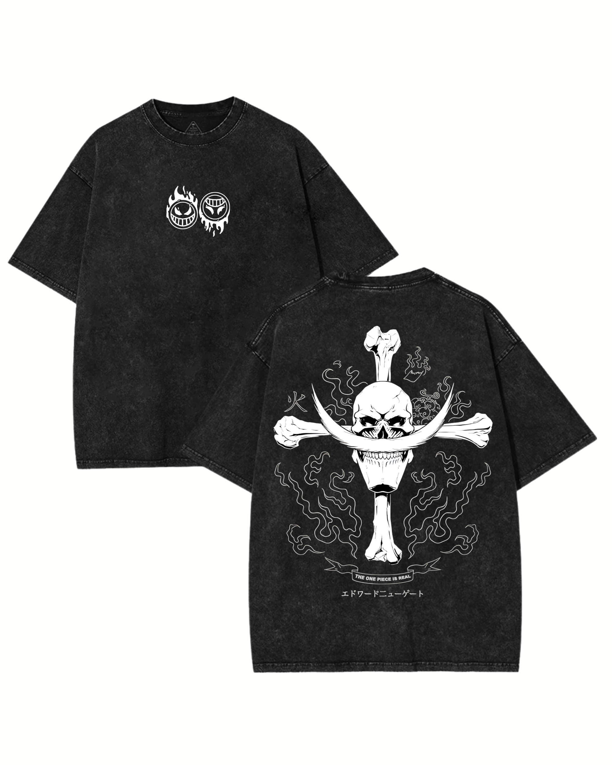 Retro Style Ace Anime One Piece Washed Cotton Graphic Tee