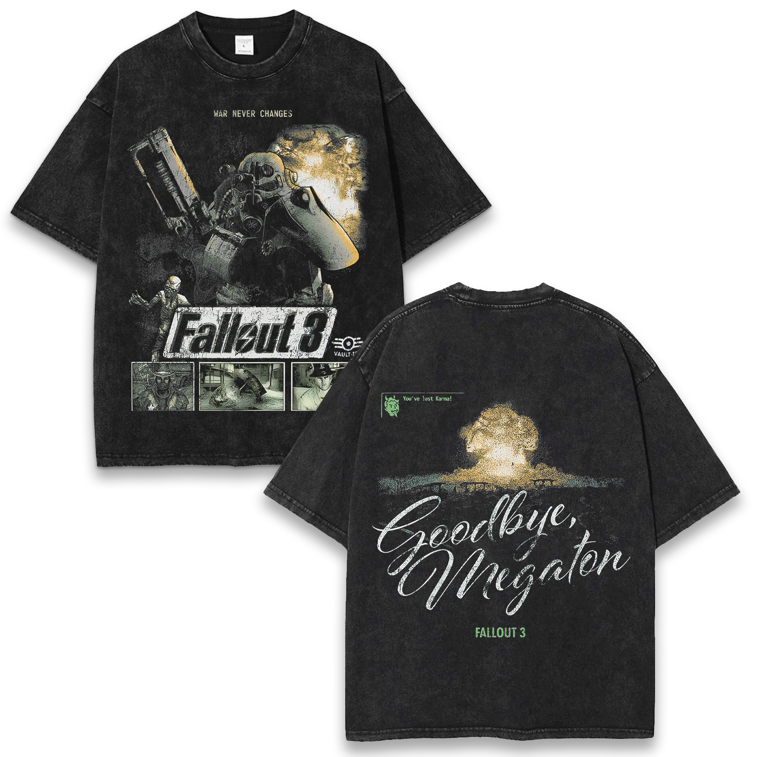 Fallout 3 War Never Changes Goodbye Megaton Game Wash T-Shirt