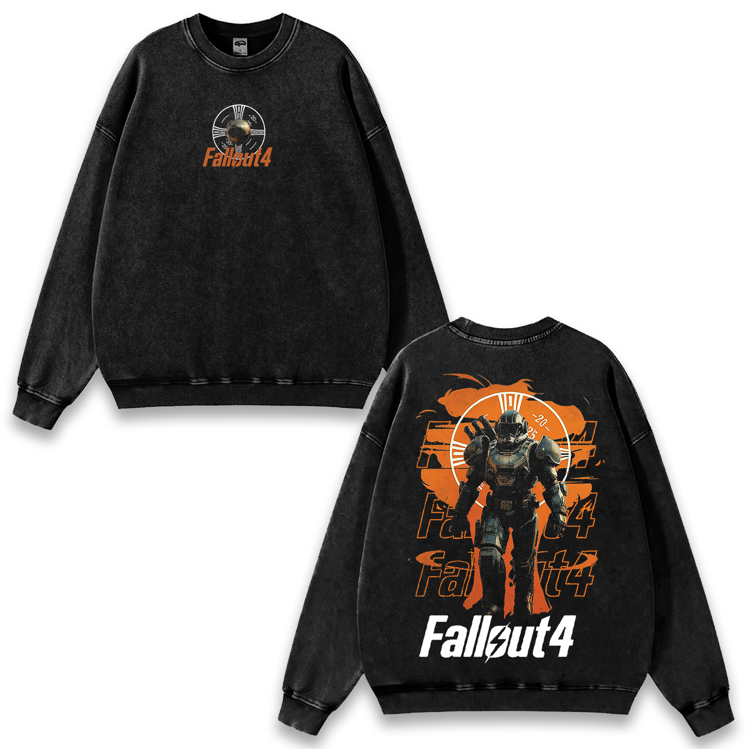 Power Armor Fallout 4 Wash Sweatshirt Game Graphic Cotton Streetwear