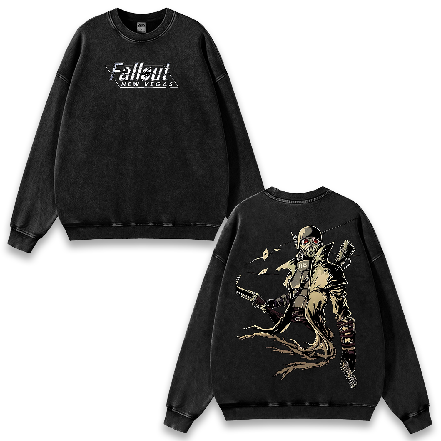 Fallout New Vegas Wash Sweatshirt Graphic Game Streetwear v2