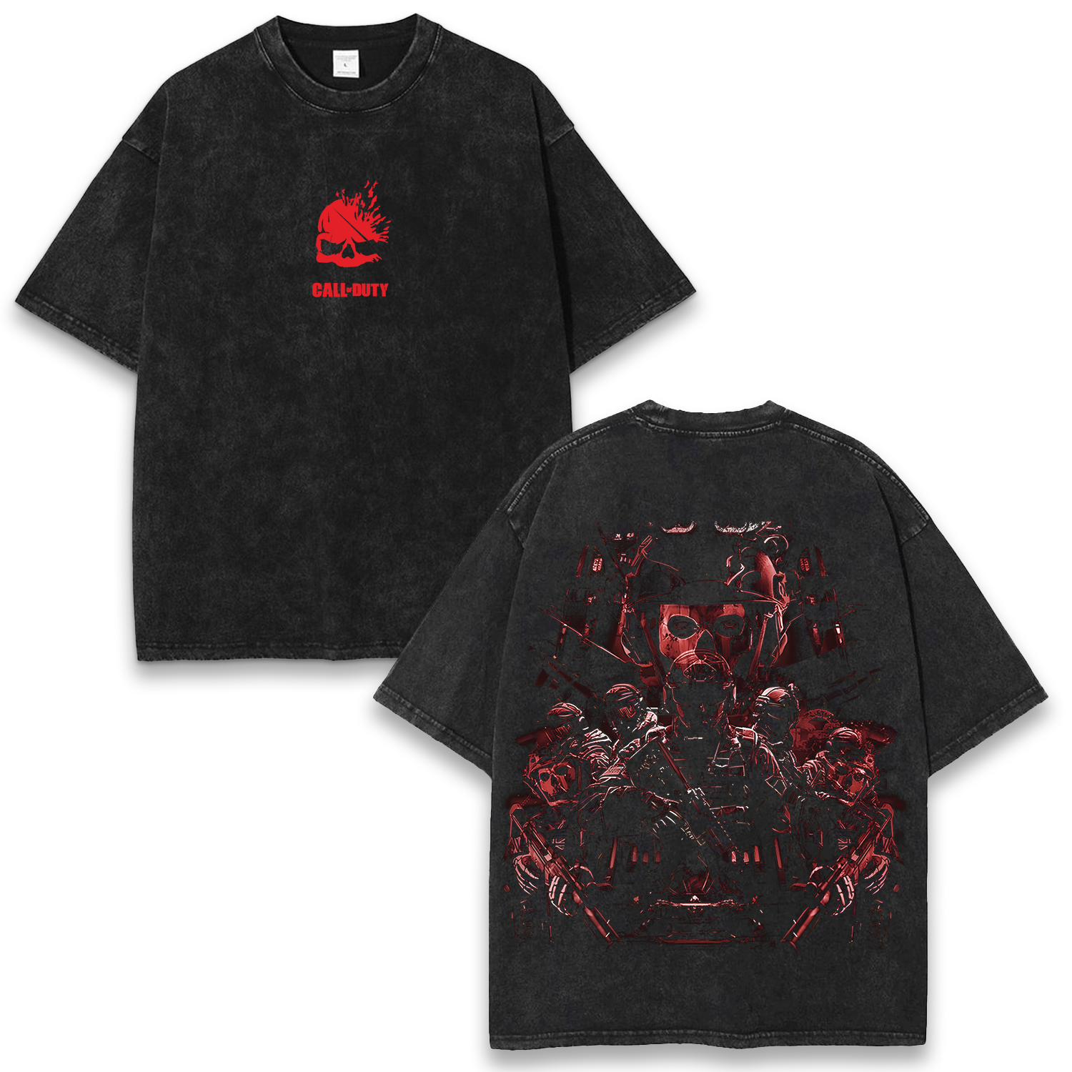 Simon Ghost Riley Call of Duty Wash T-Shirt Graphic Game Streetwear v2