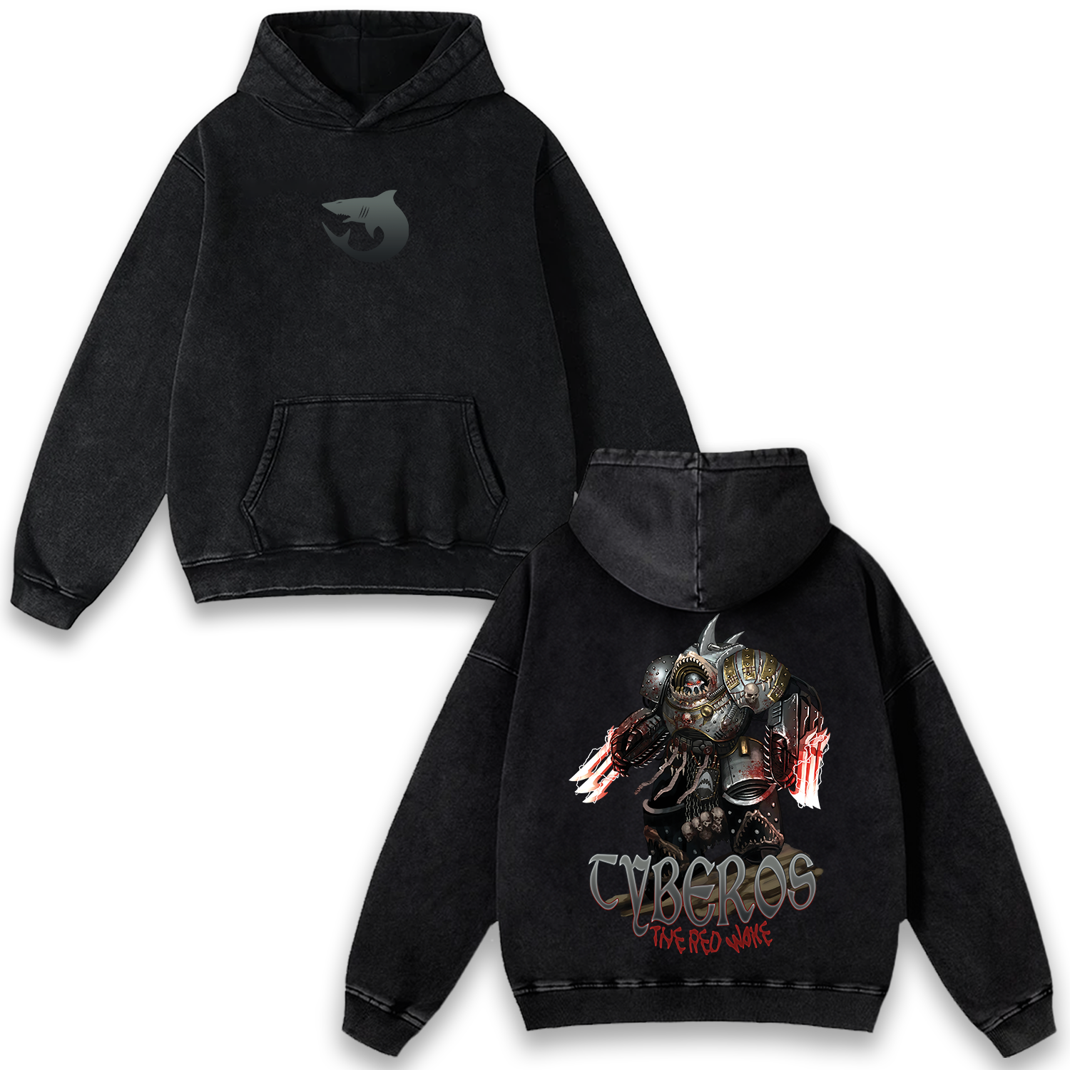 Warhammer 40k Tyberos The Red Woke Wash Hoodie Game Streetwear