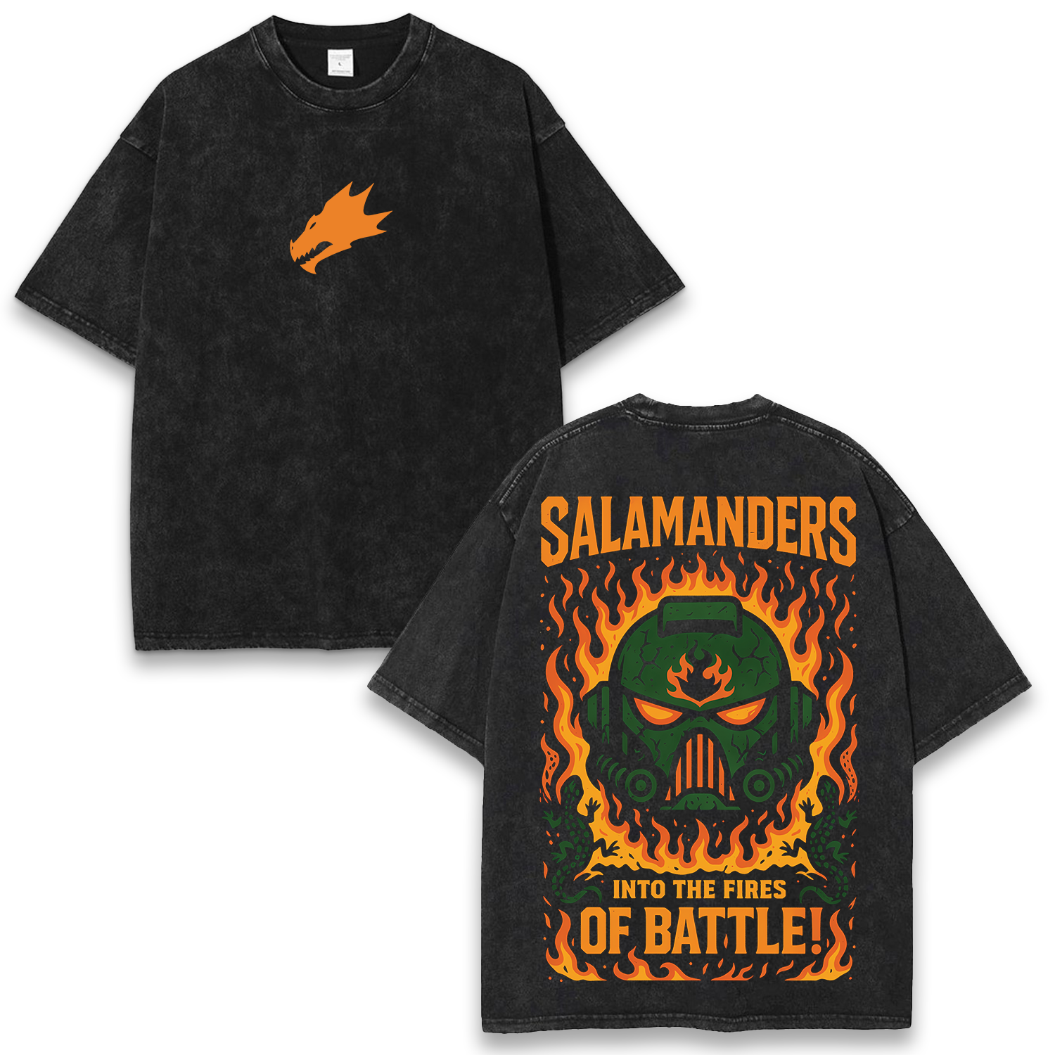 Warhammer 40K Salamanders Wash T-Shirt Game Graphic Streetwear
