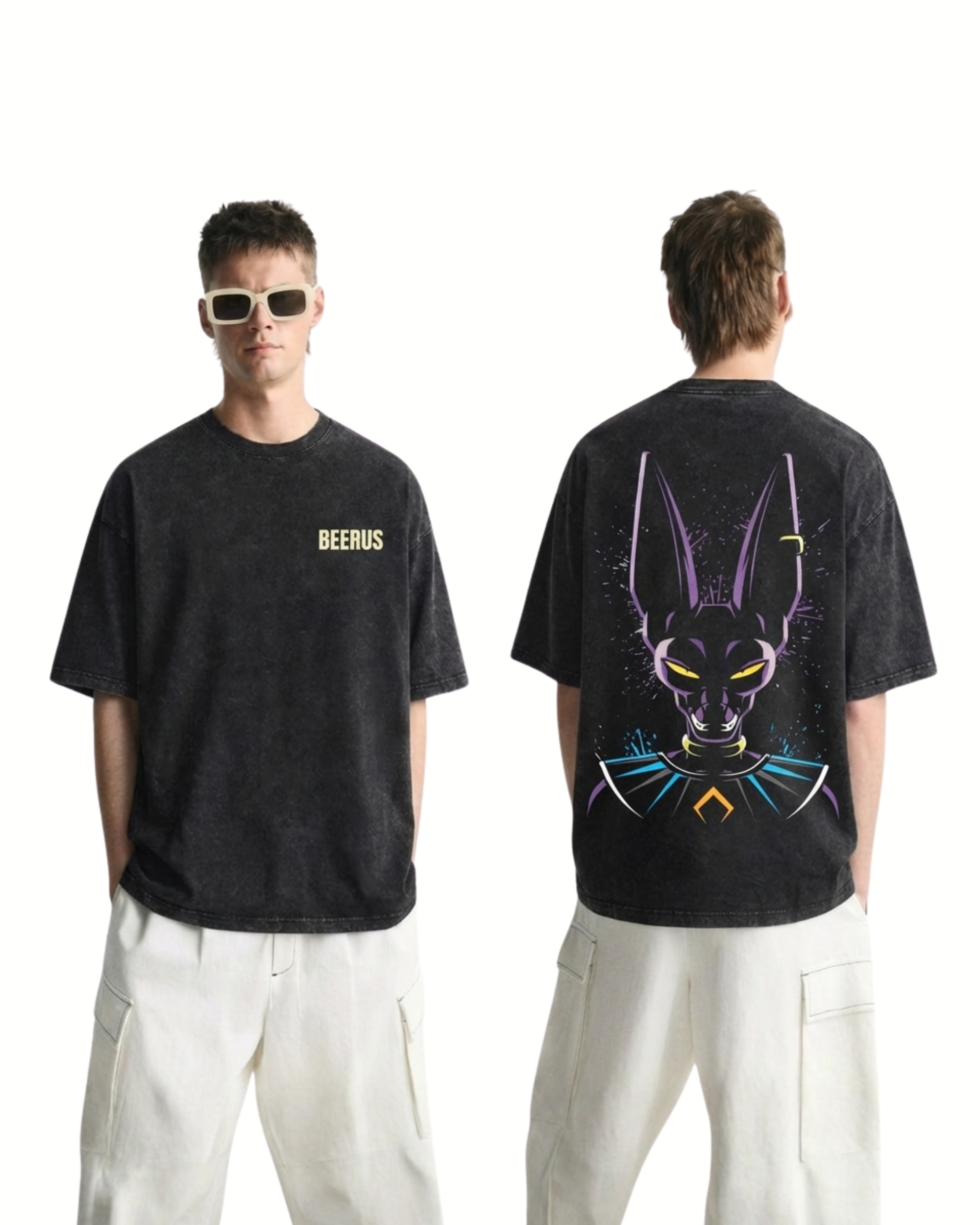 Beerus Dragon Ball Z Anime Retro Washed Cotton Graphic Tee