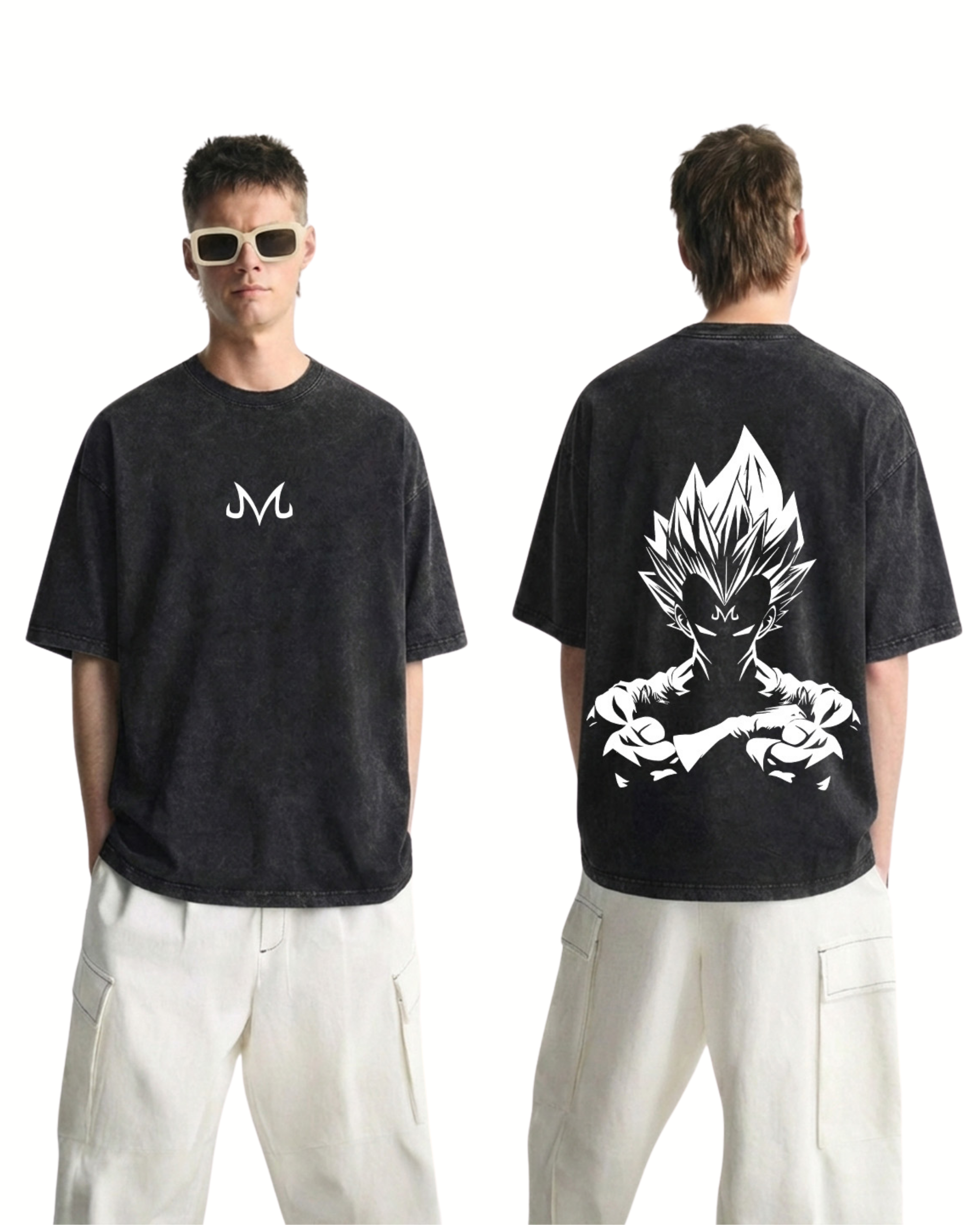 Majin Vegeta Dragon Ball Z Anime Retro Washed Cotton Graphic Tee