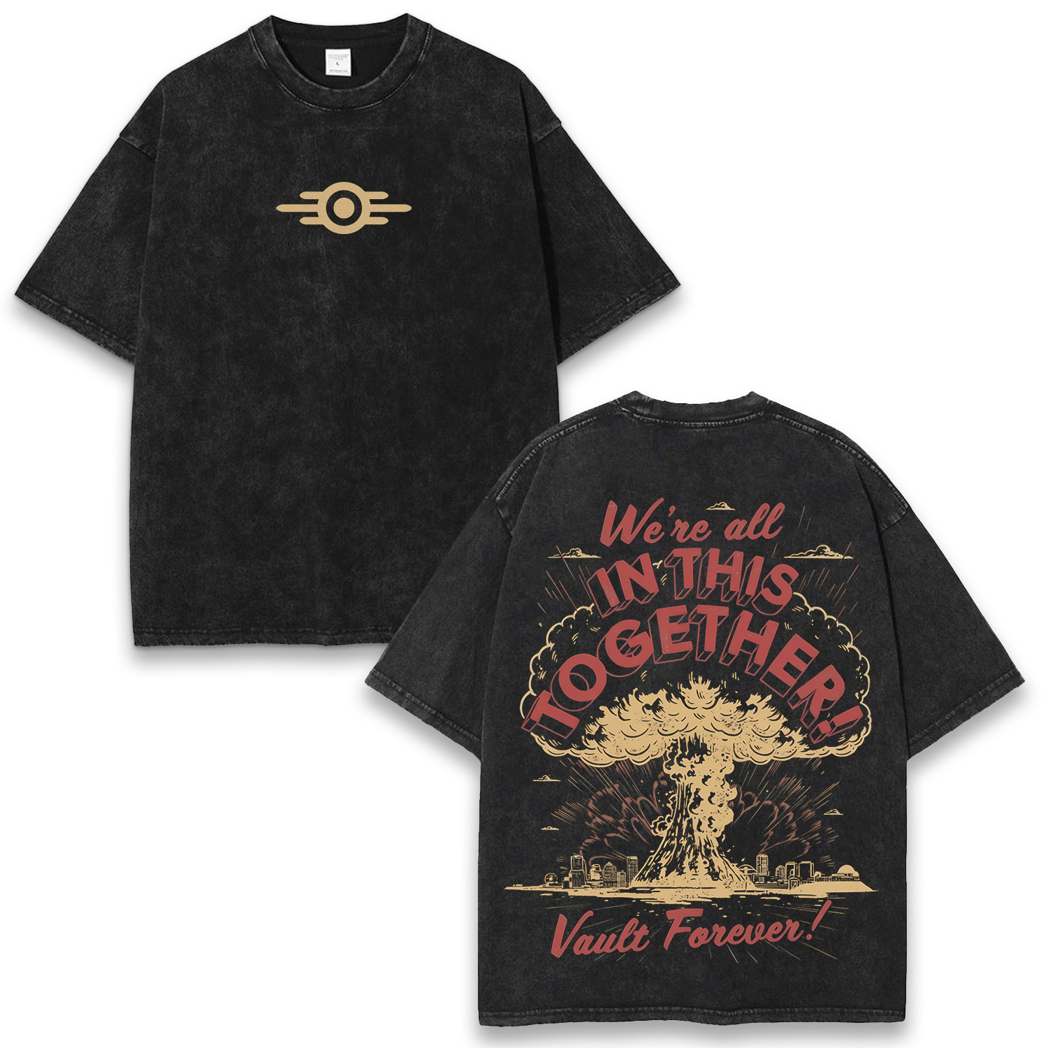 We're All in This Together Vault Forever Fallout Game Wash T-Shirt
