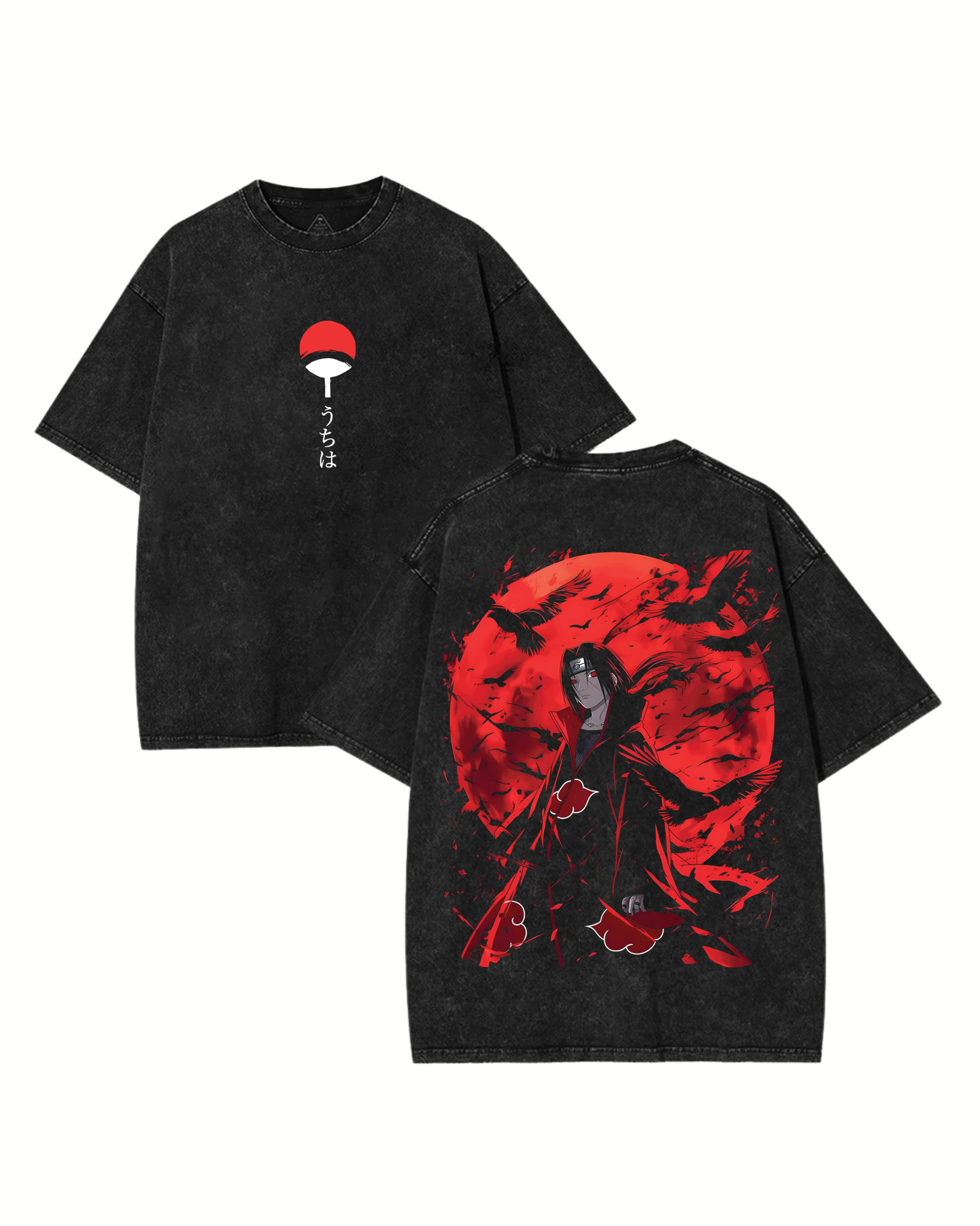 Retro Style Itachi Anime Naruto Washed Cotton Graphic Tee