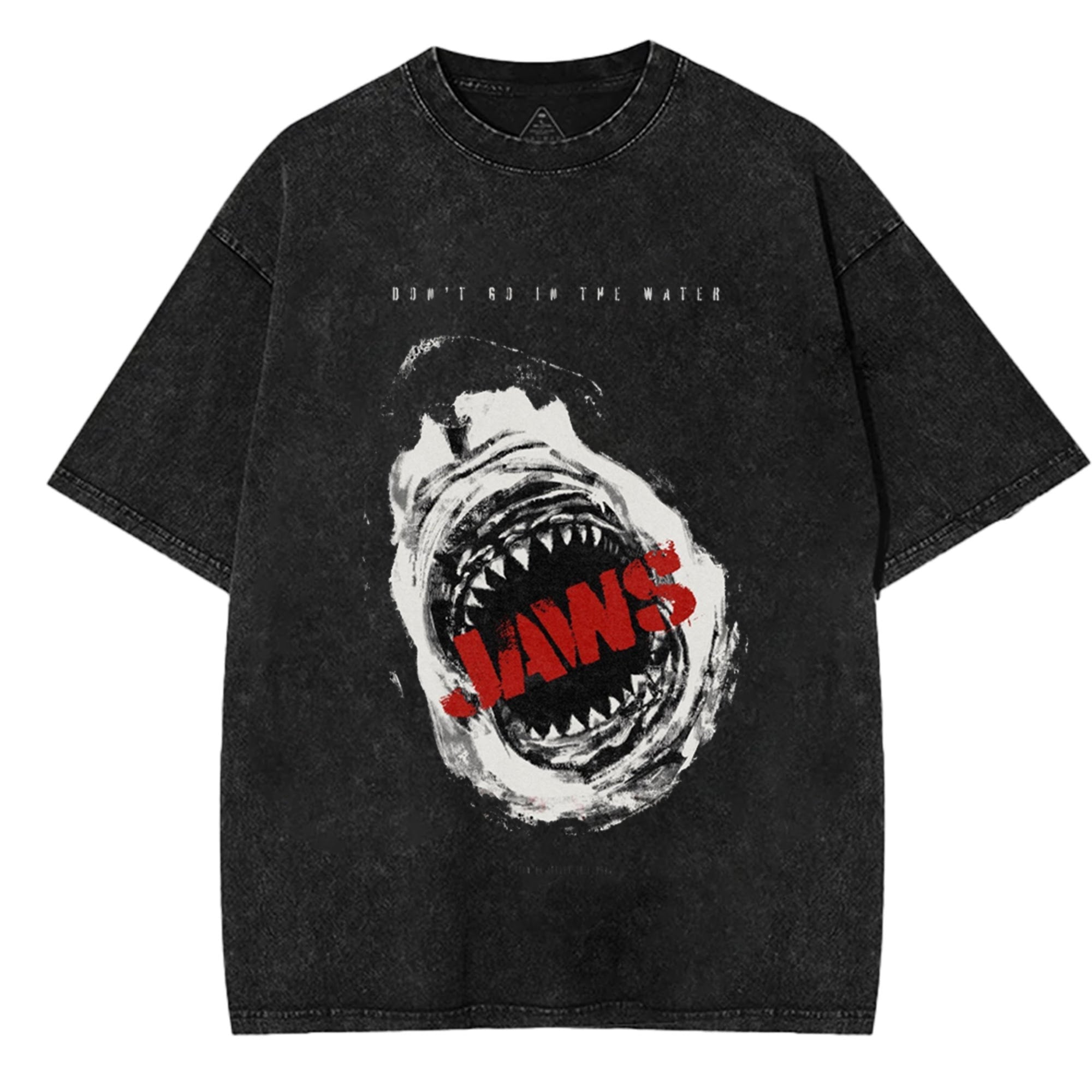 Vintage Horror JAWS Movie Retro Washed Cotton Graphic Tee Streetwear