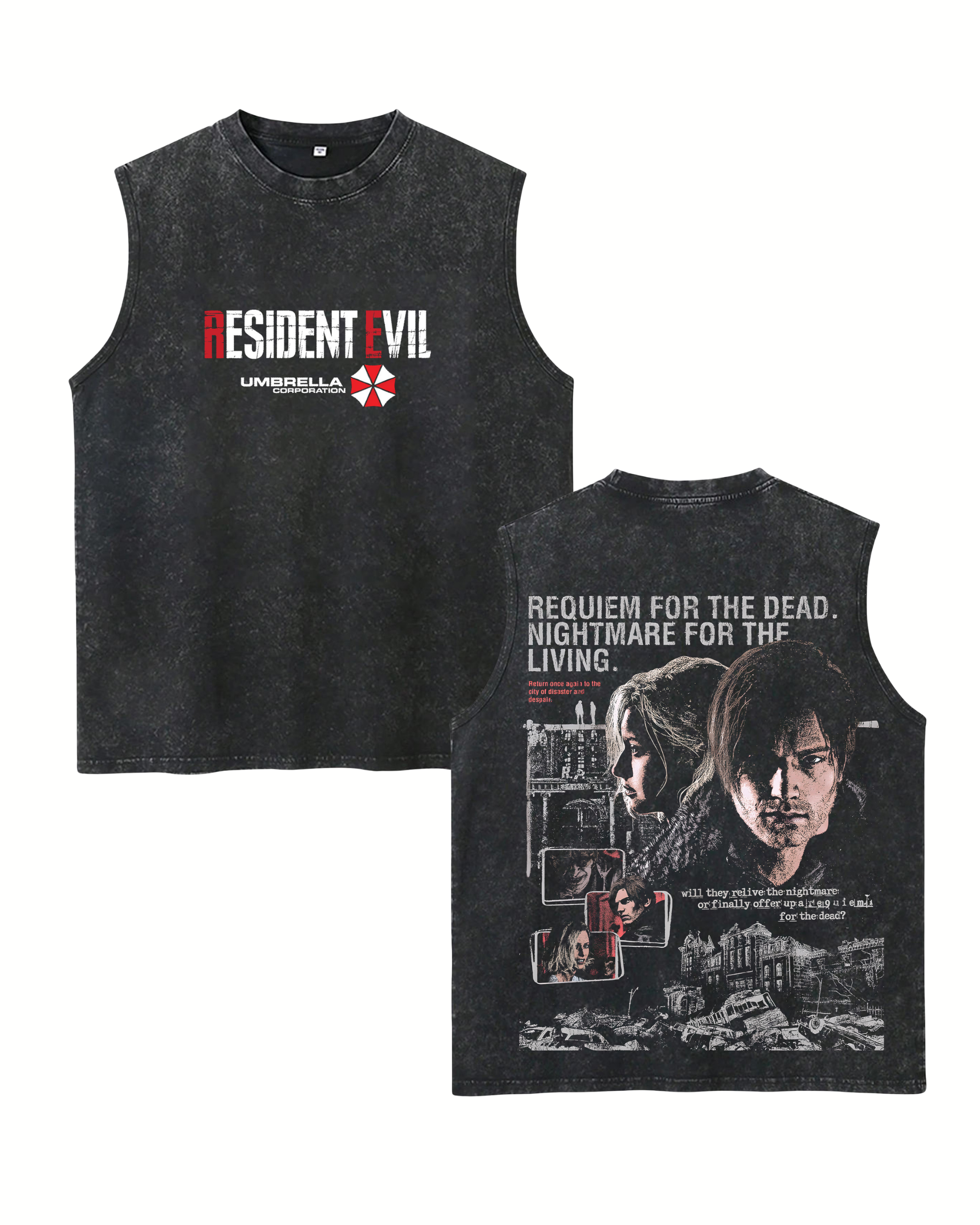 Resident Evil Requiem Gaming Washed Tanktop Cotton Graphic Tee