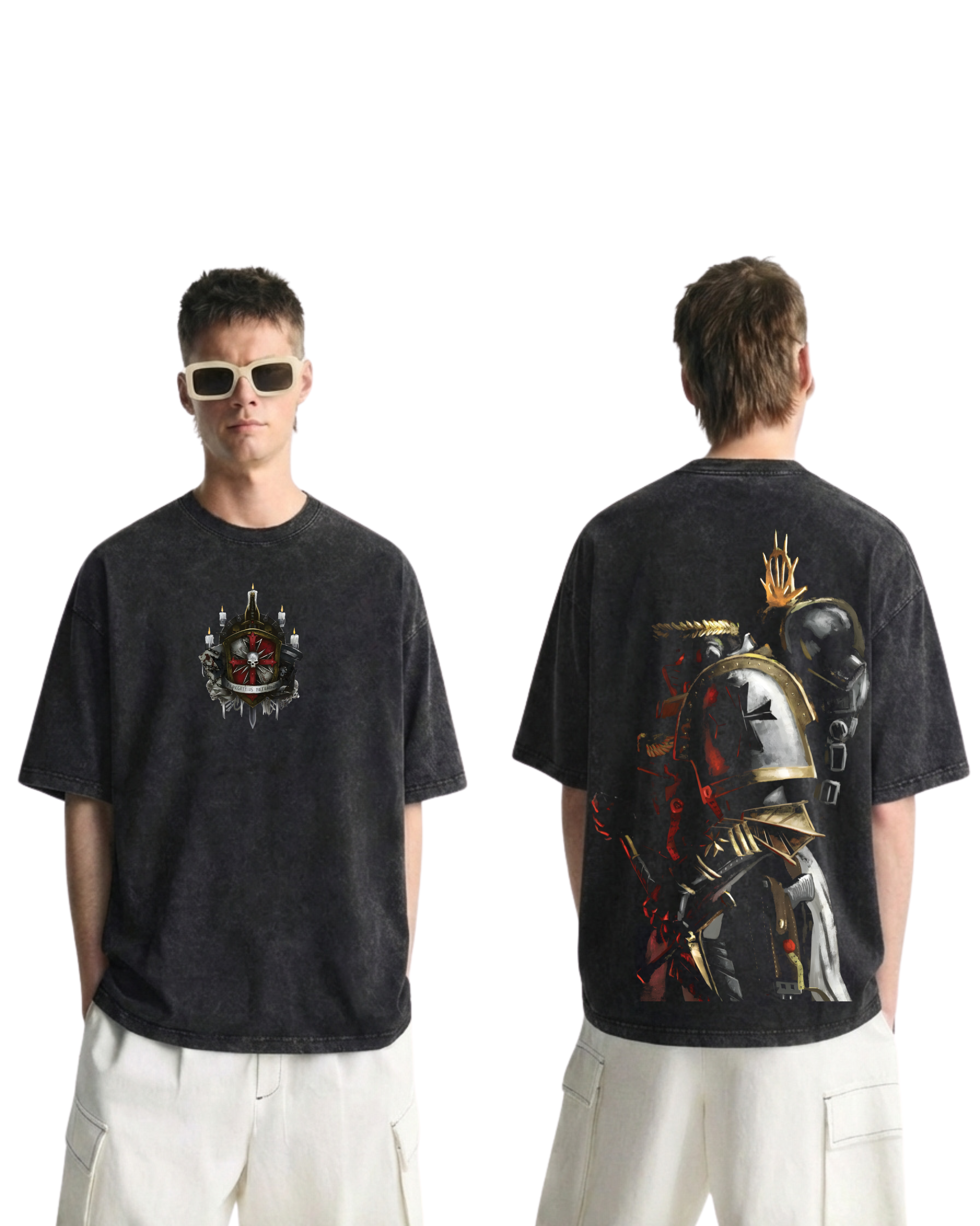 WARHAMMER 40K Emperor's Champion Wash T-Shirt Game Graphic Streetwear