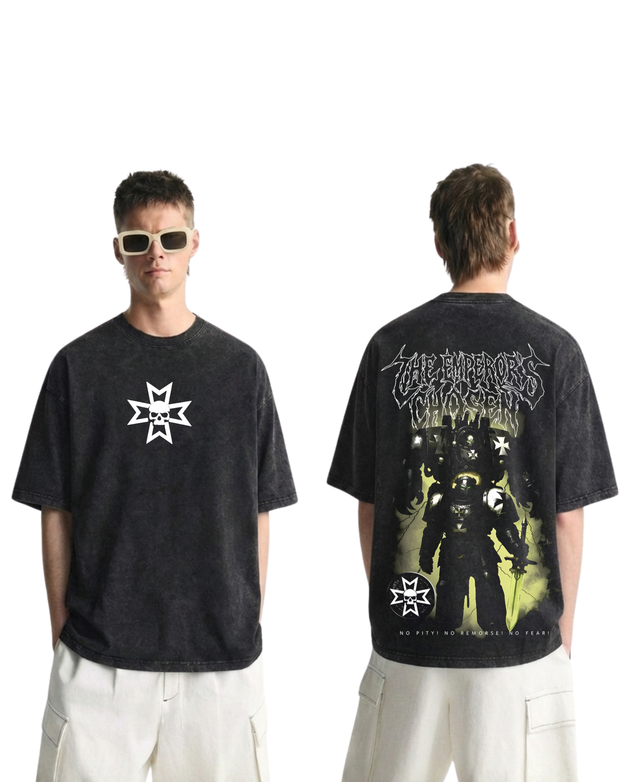 WARHAMMER 40K The Emperors Chosen Wash T-Shirt Game Streetwear