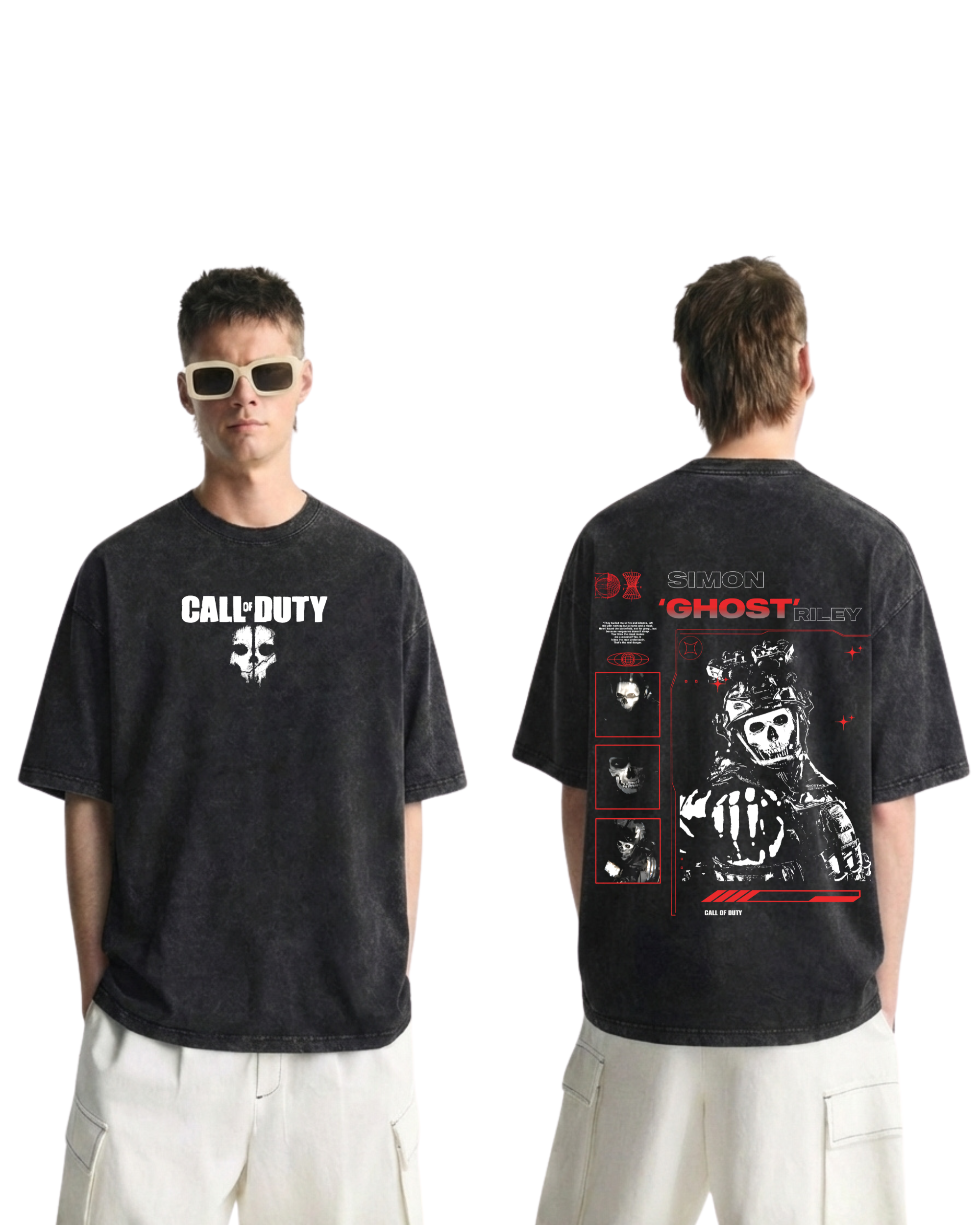 Simon Ghost Riley Call of Duty Wash T-Shirt Graphic Game Streetwear