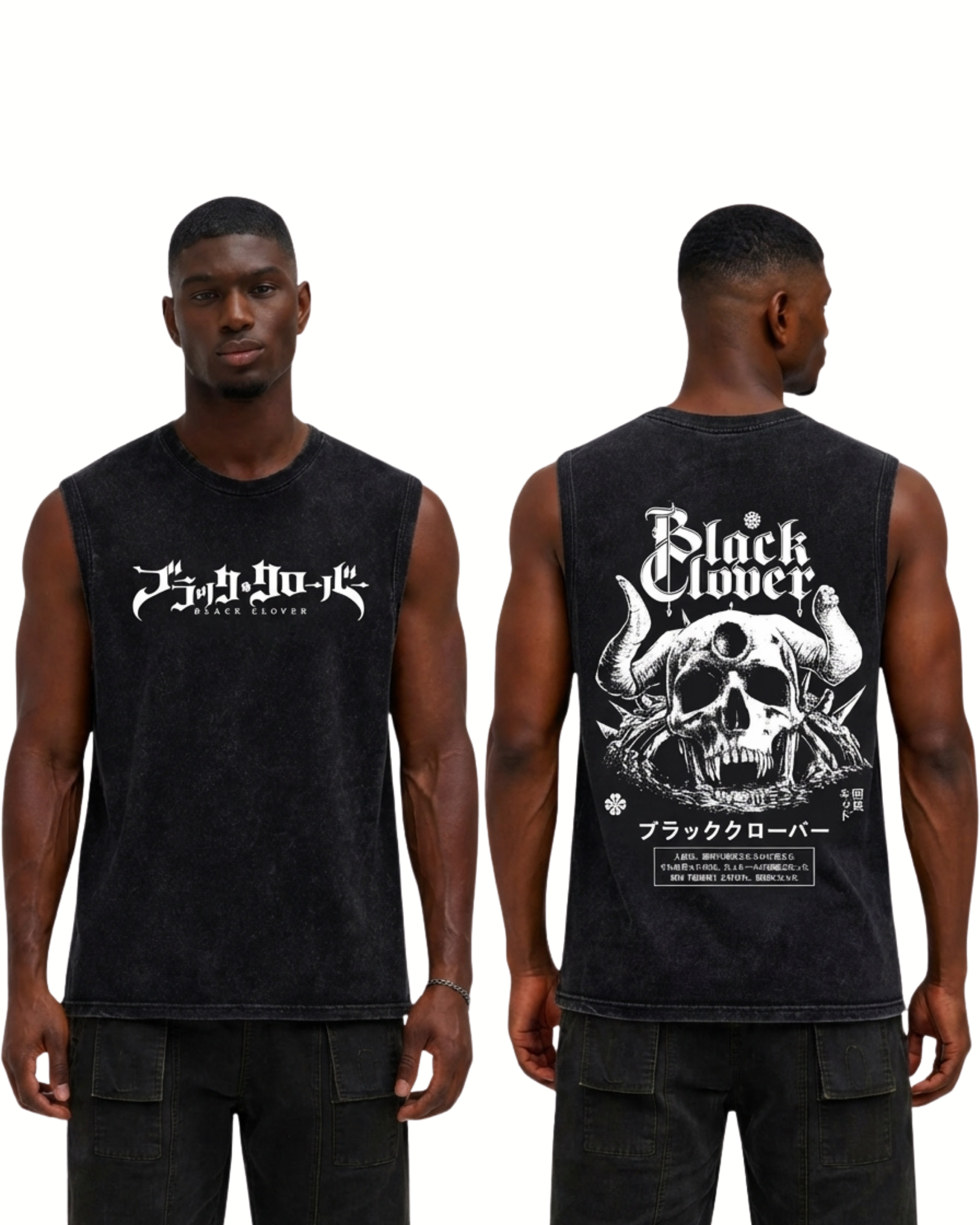 Asta Black Clover Anime Washed Tanktop Cotton Graphic Tee