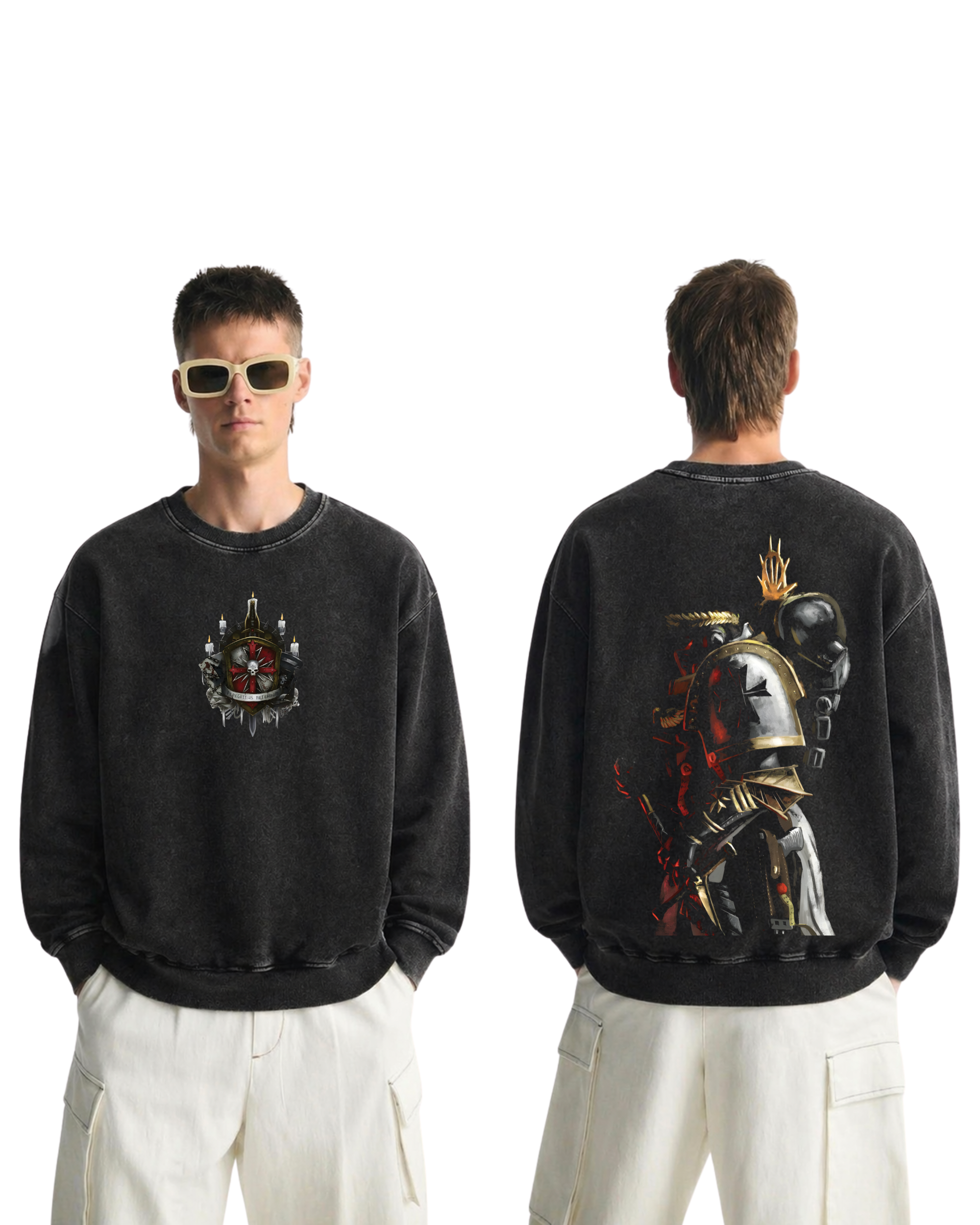 WARHAMMER 40K Emperor's Champion Wash Sweatshirt Game Graphic Streetwear