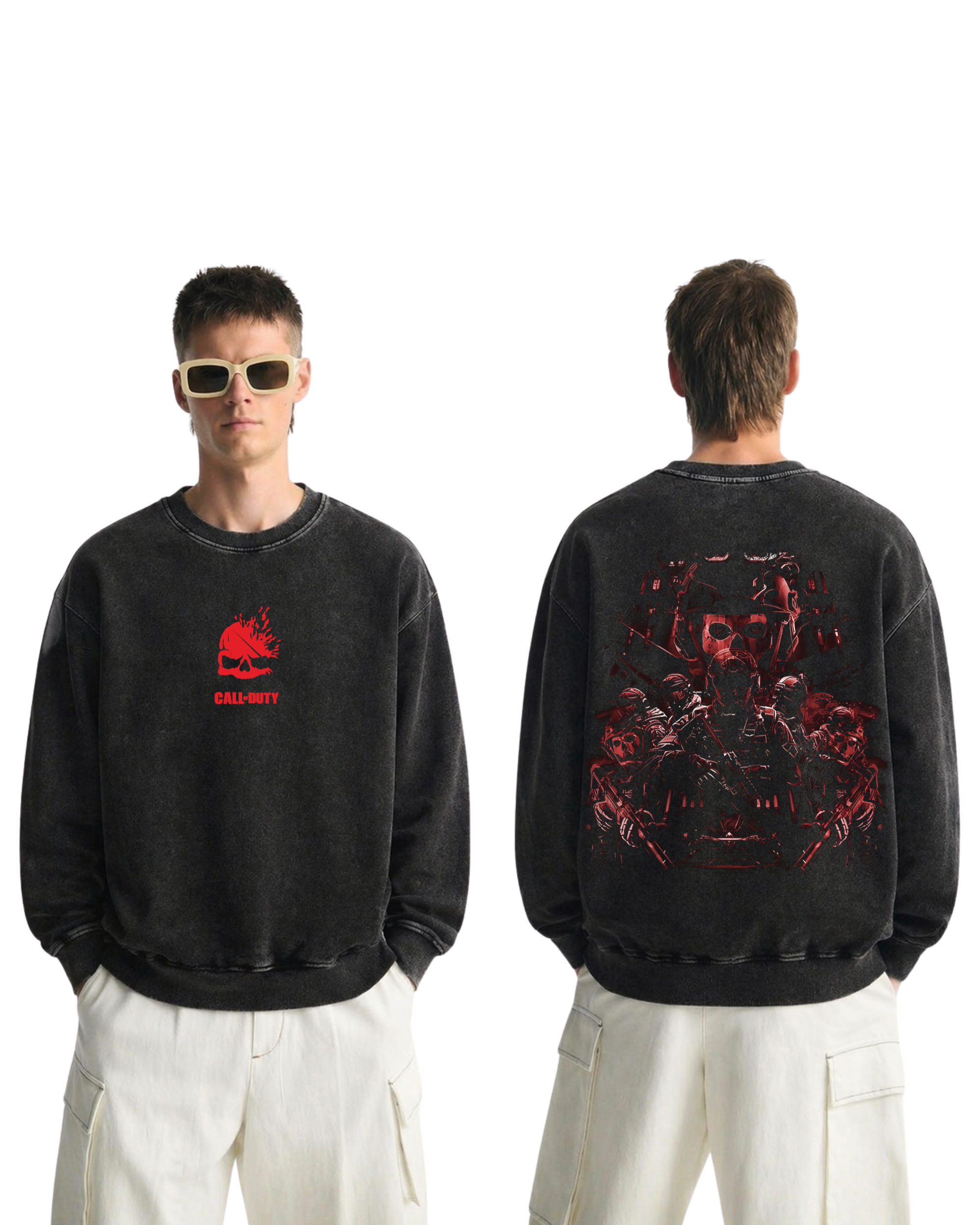 Simon Ghost Riley Call of Duty Wash Sweatshirt Graphic Game Streetwear v2