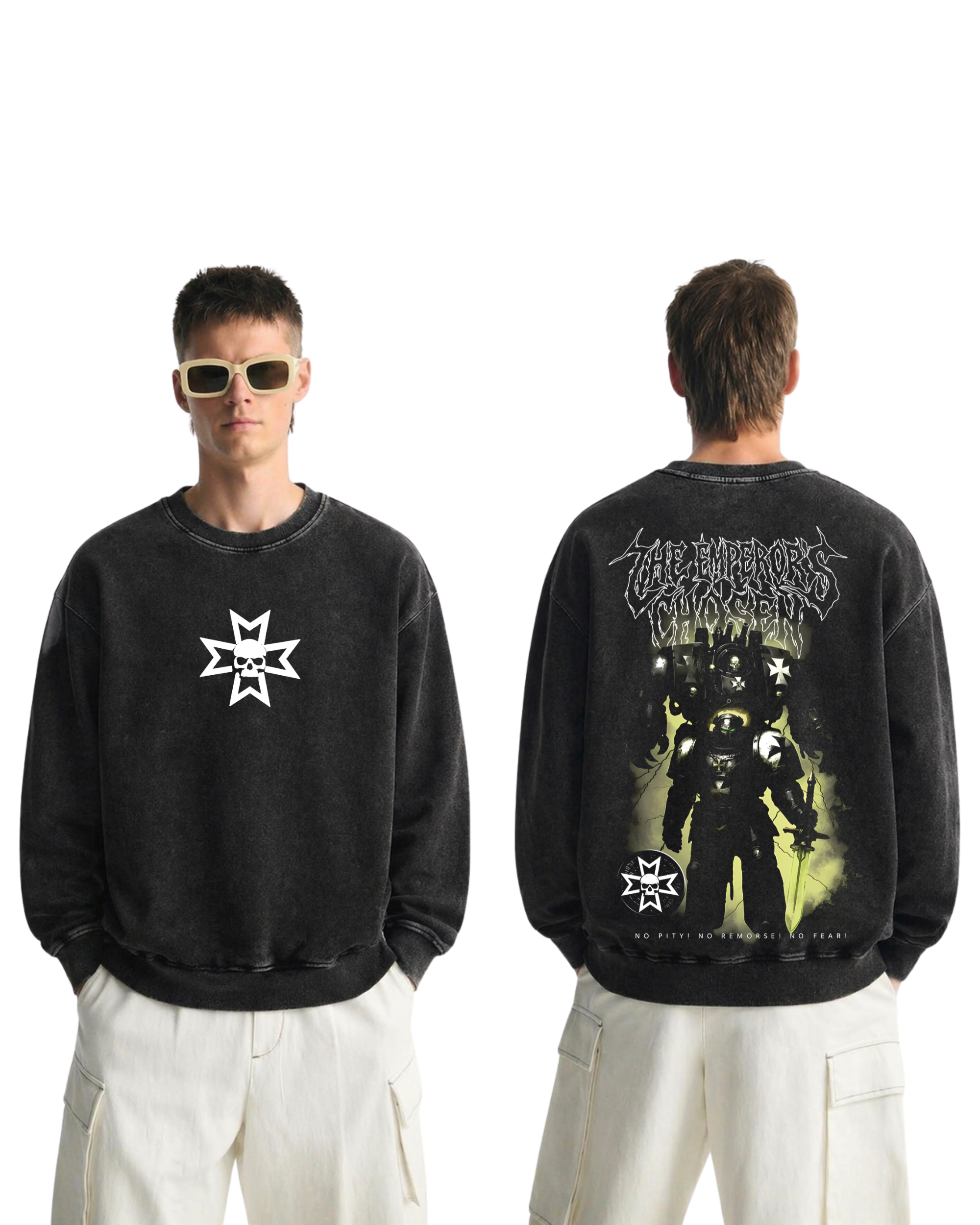WARHAMMER 40K The Emperors Chosen Wash Sweatshirt Game Streetwear