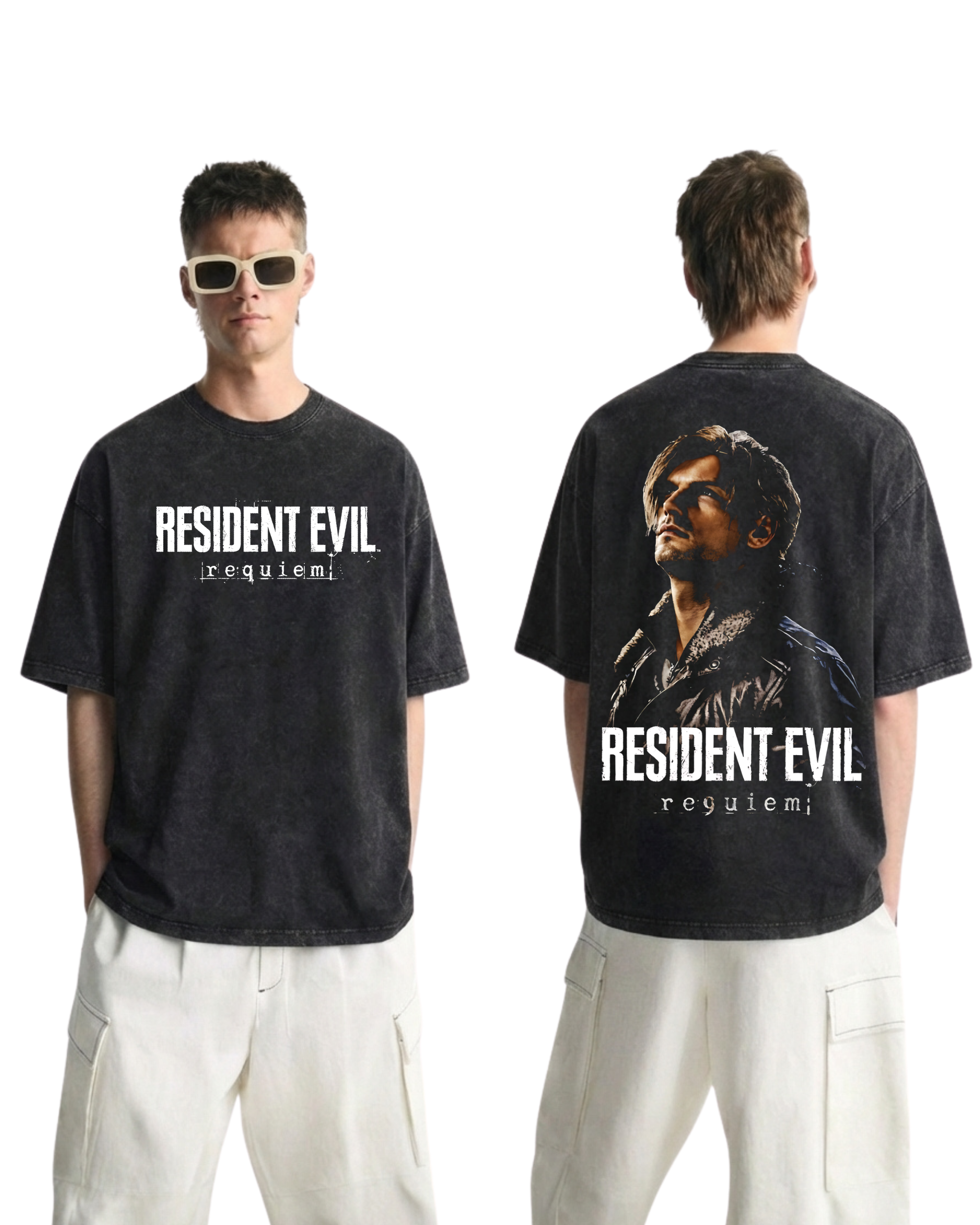 Resident Evil Requiem Leon S. Kennedy Wash T-Shirt Graphic Gaming Streetwear