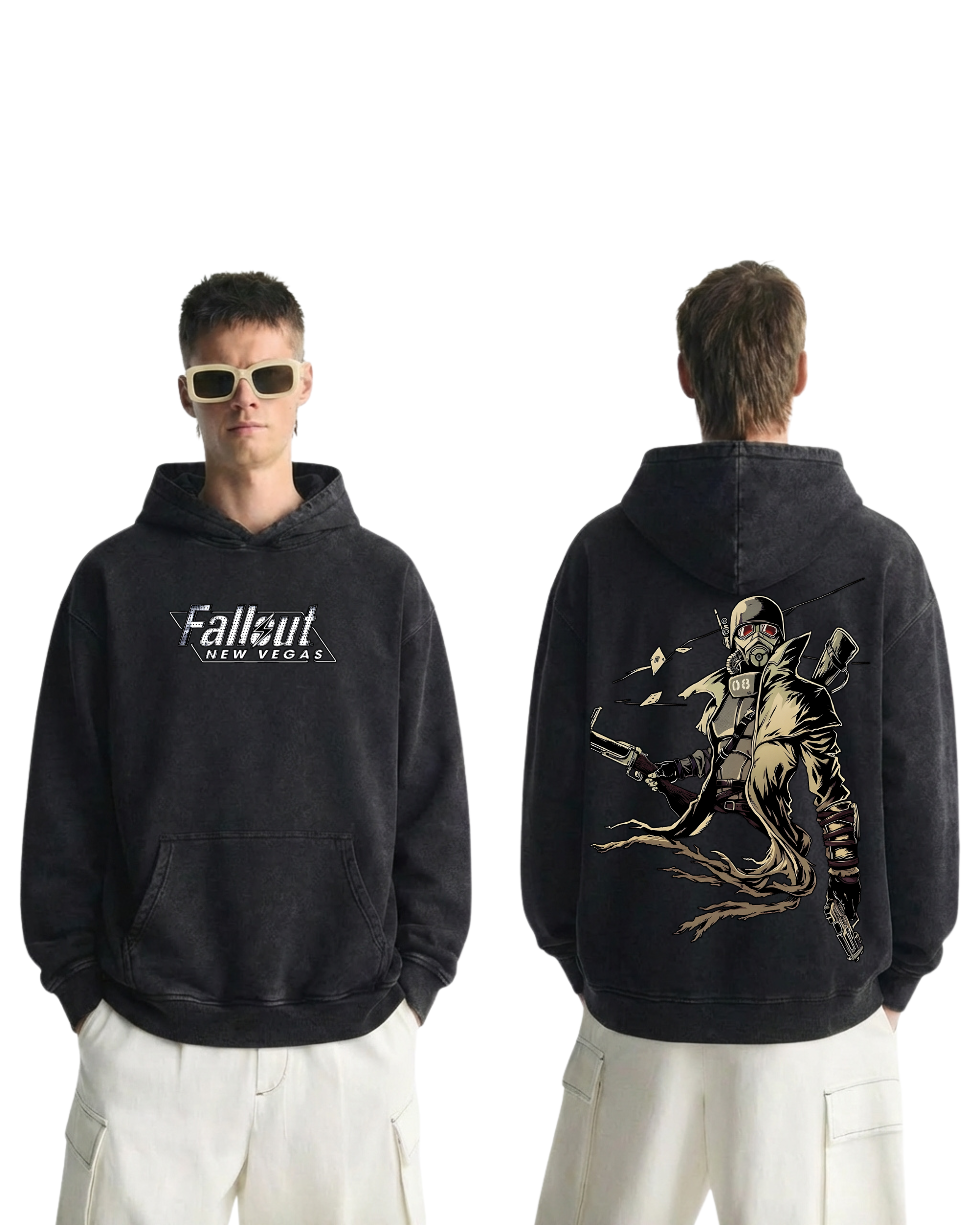 Fallout New Vegas Wash Hoodie Graphic Game Streetwear v2